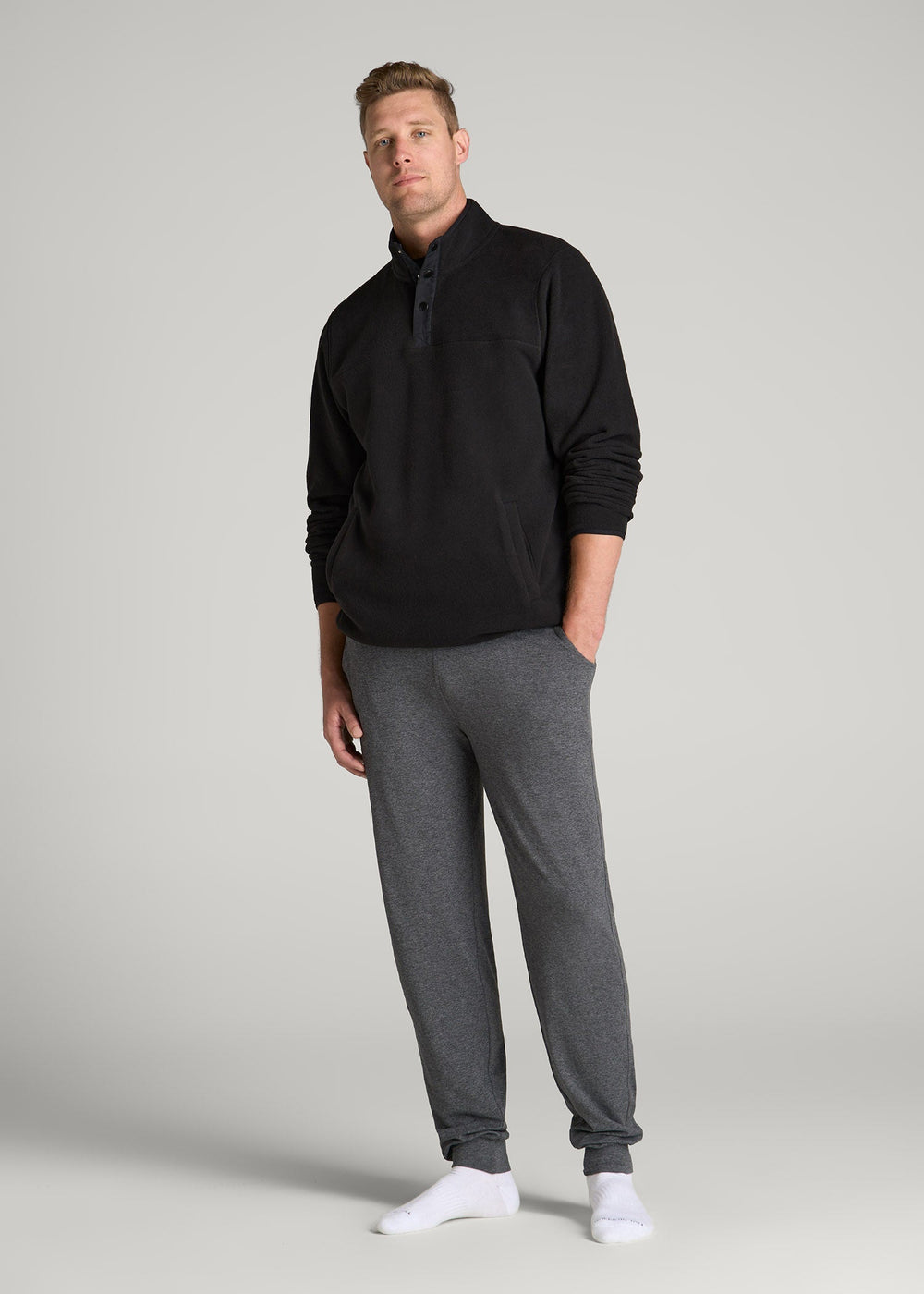 American Tall Online Shop | Weekender Stretch Lounge Joggers for Tall Men in Charcoal Mix