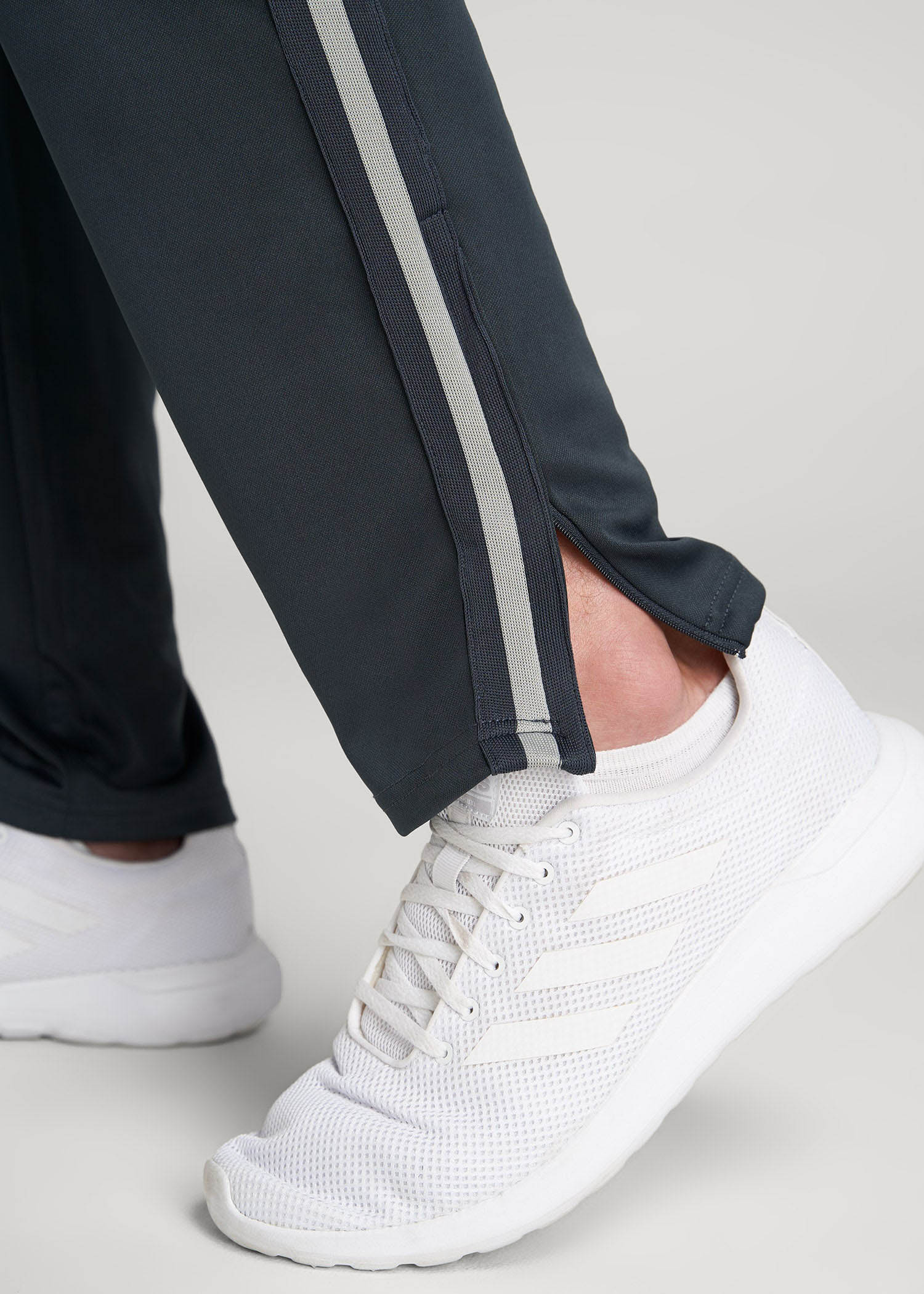 American Tall Discount | Athletic Stripe Pants for Tall Men in Storm Grey Stripe