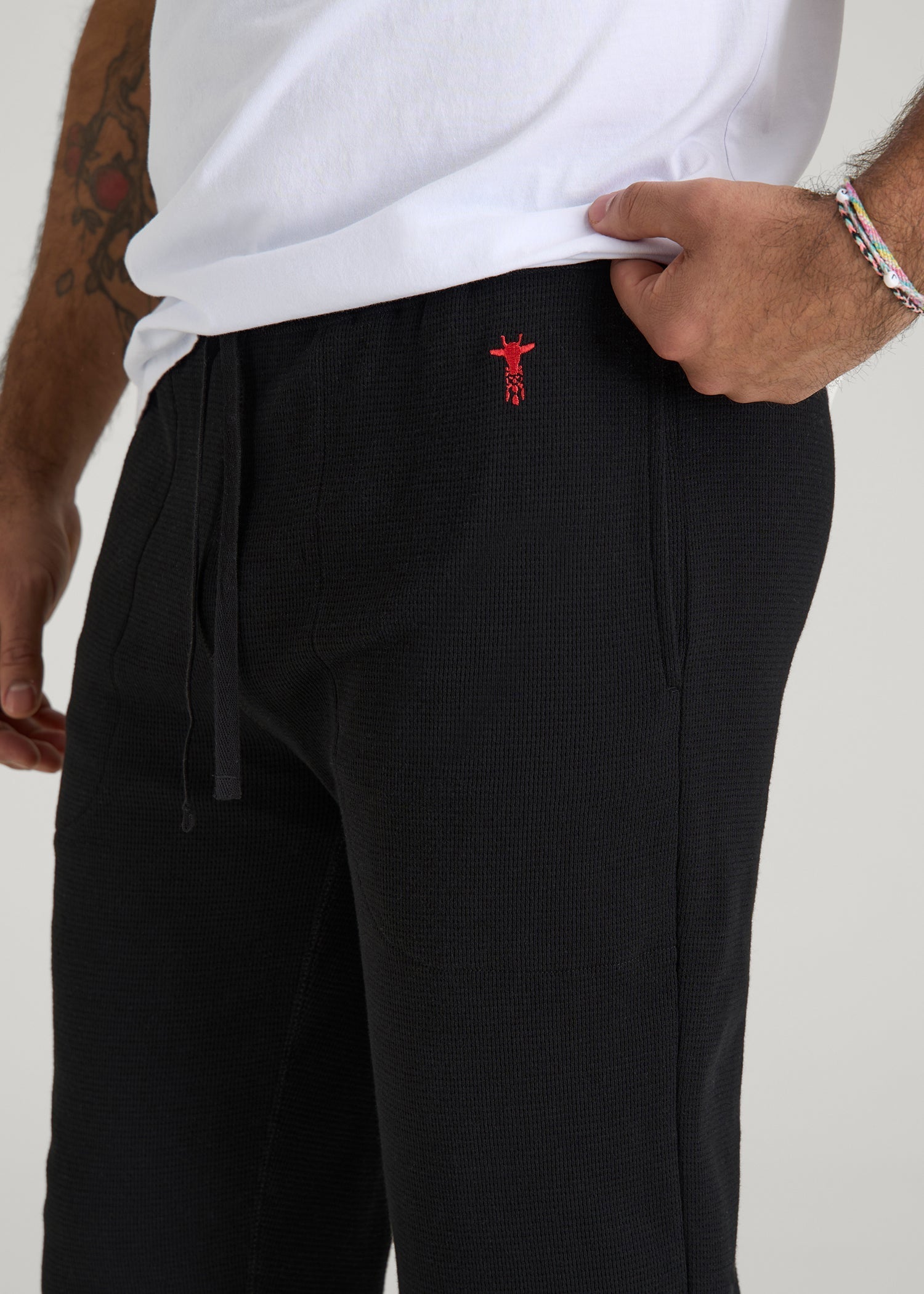 American Tall For Sale | Waffle-Knit Lounge Jogger for Tall Men in Black