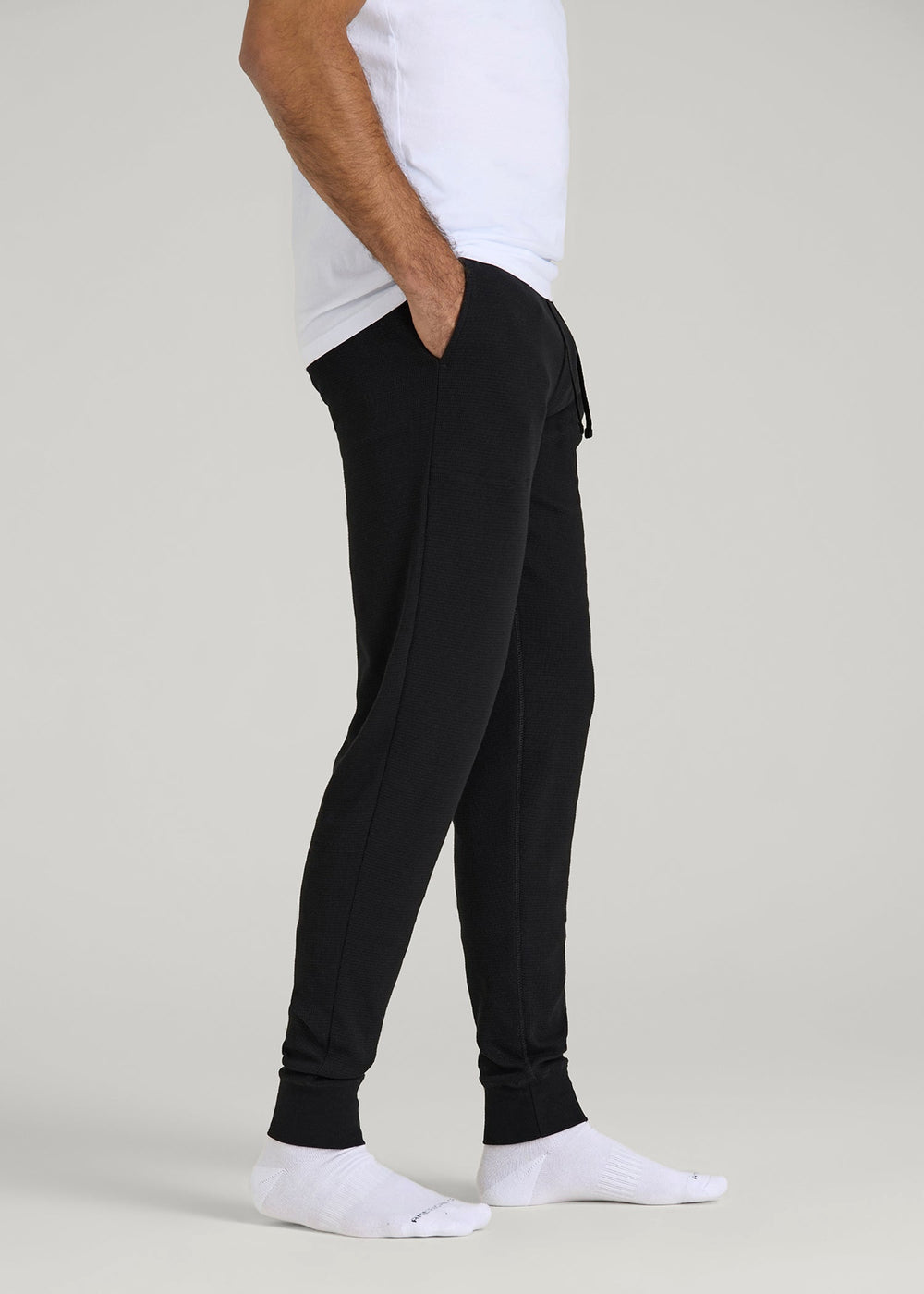 American Tall For Sale | Waffle-Knit Lounge Jogger for Tall Men in Black