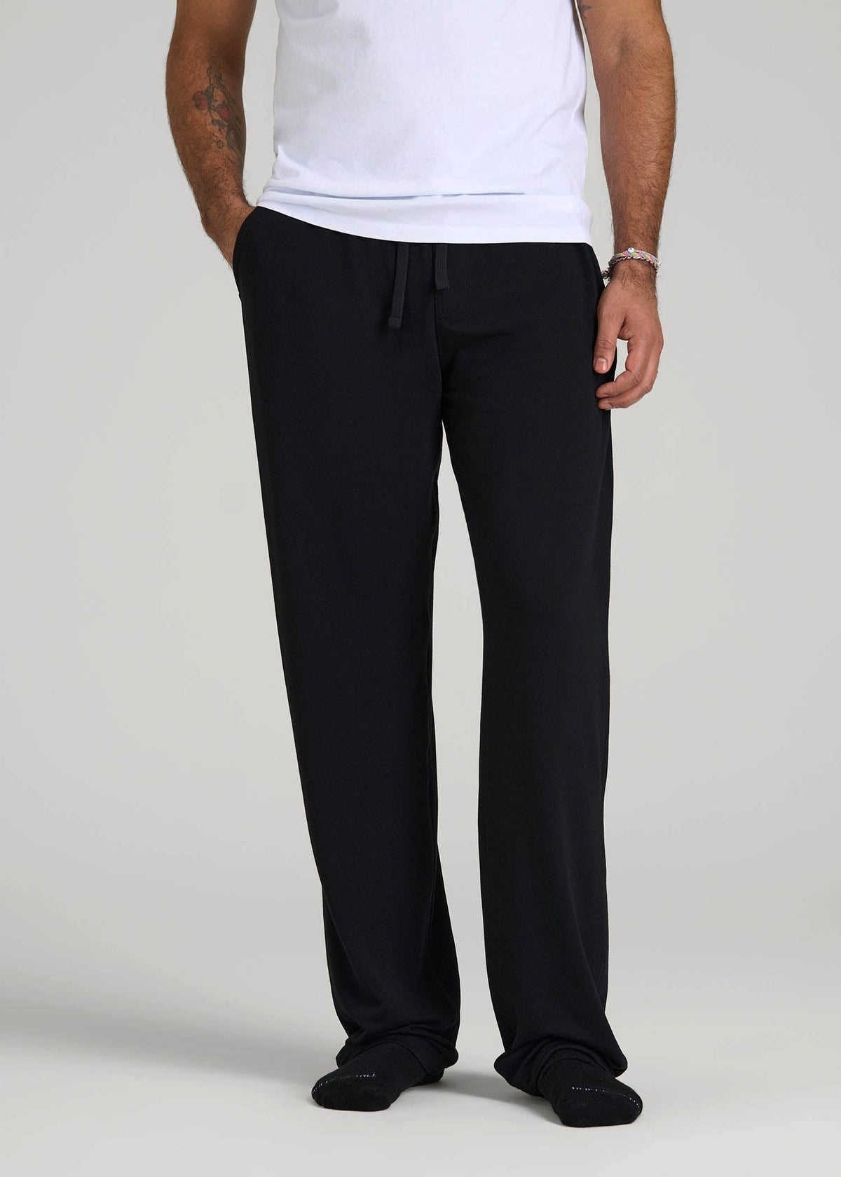 American Tall Discount | Open-Bottom Pajama Pants for Tall Men in Black