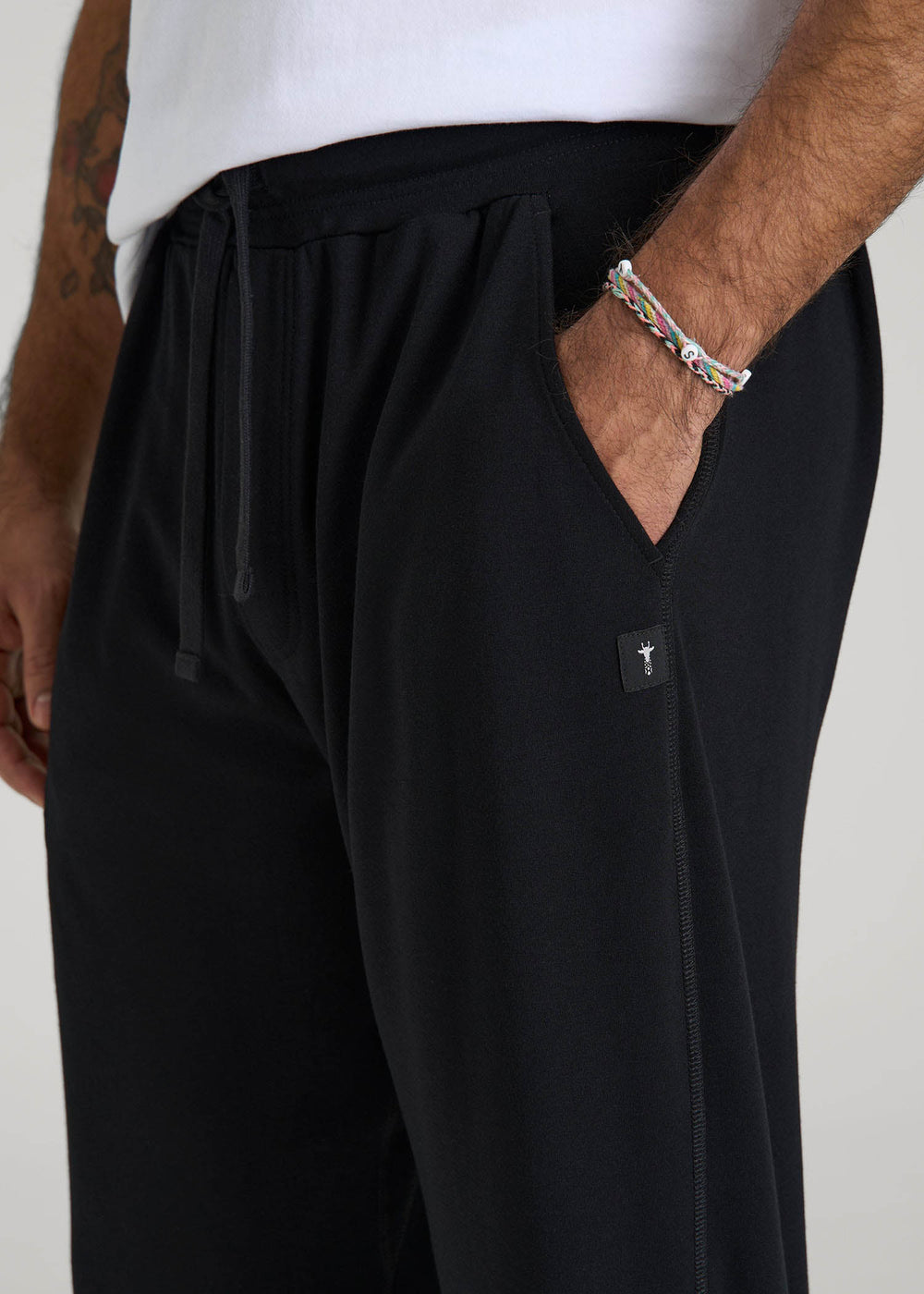 American Tall Discount | Open-Bottom Pajama Pants for Tall Men in Black