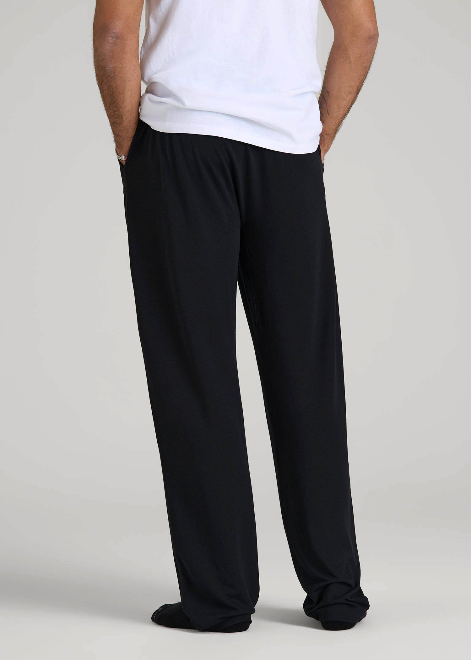 American Tall Discount | Open-Bottom Pajama Pants for Tall Men in Black