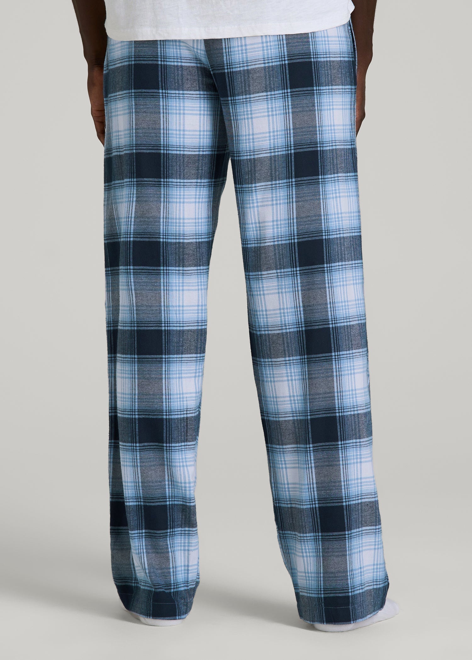 American Tall Online | Flannel Pajama Pants for Tall Men in Blue and White Plaid