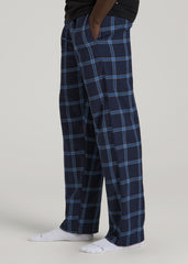 American Tall Sale | Flannel Pajama Pants for Tall Men in Navy and Blue Windowpane