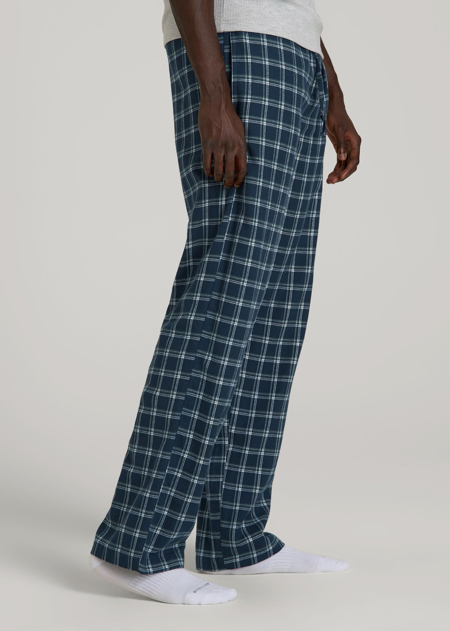 American Tall For Sale | Flannel Pajama Pants for Tall Men in Navy Windowpane