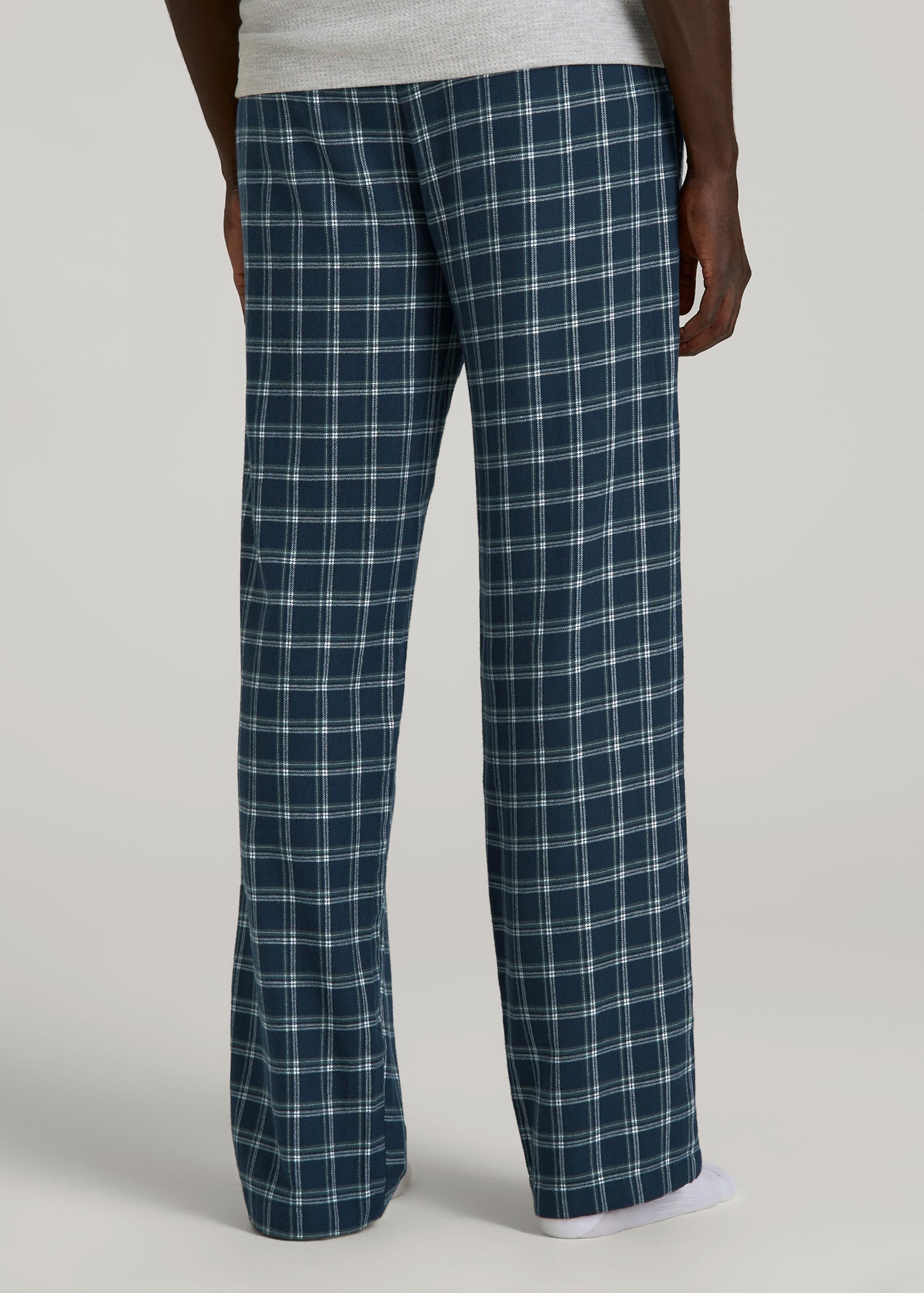 American Tall For Sale | Flannel Pajama Pants for Tall Men in Navy Windowpane