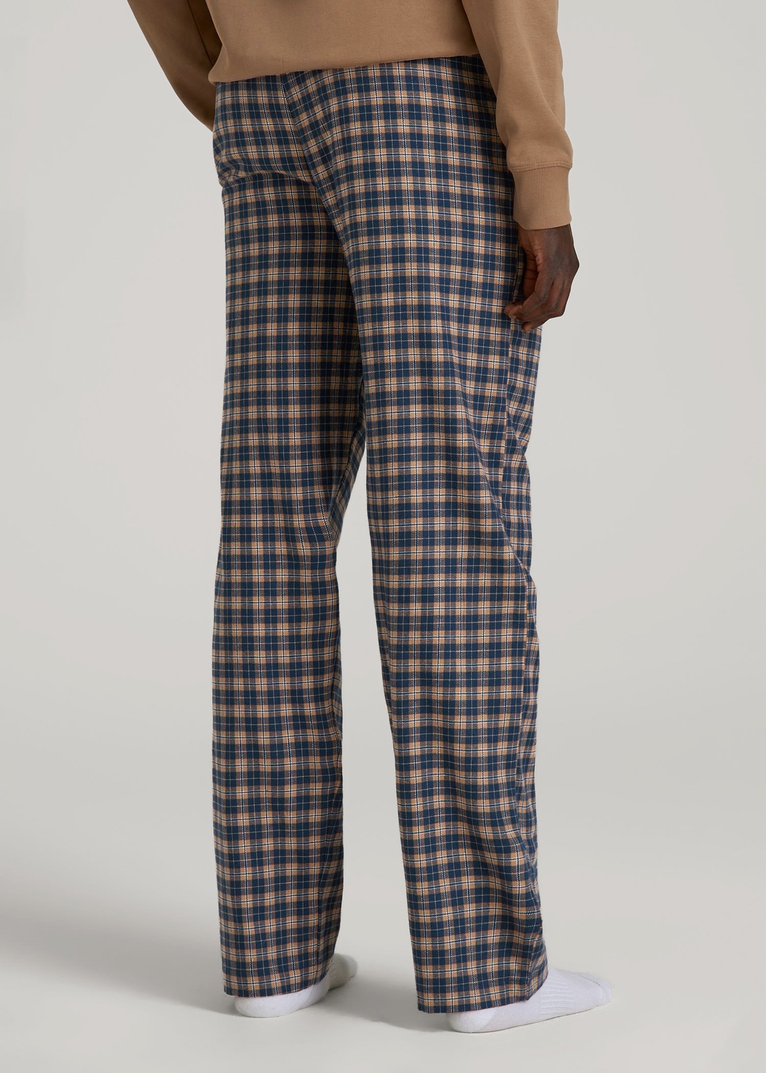 American Tall Online Shop | Flannel Pajama Pants for Tall Men in Navy and Woodsmoke Check
