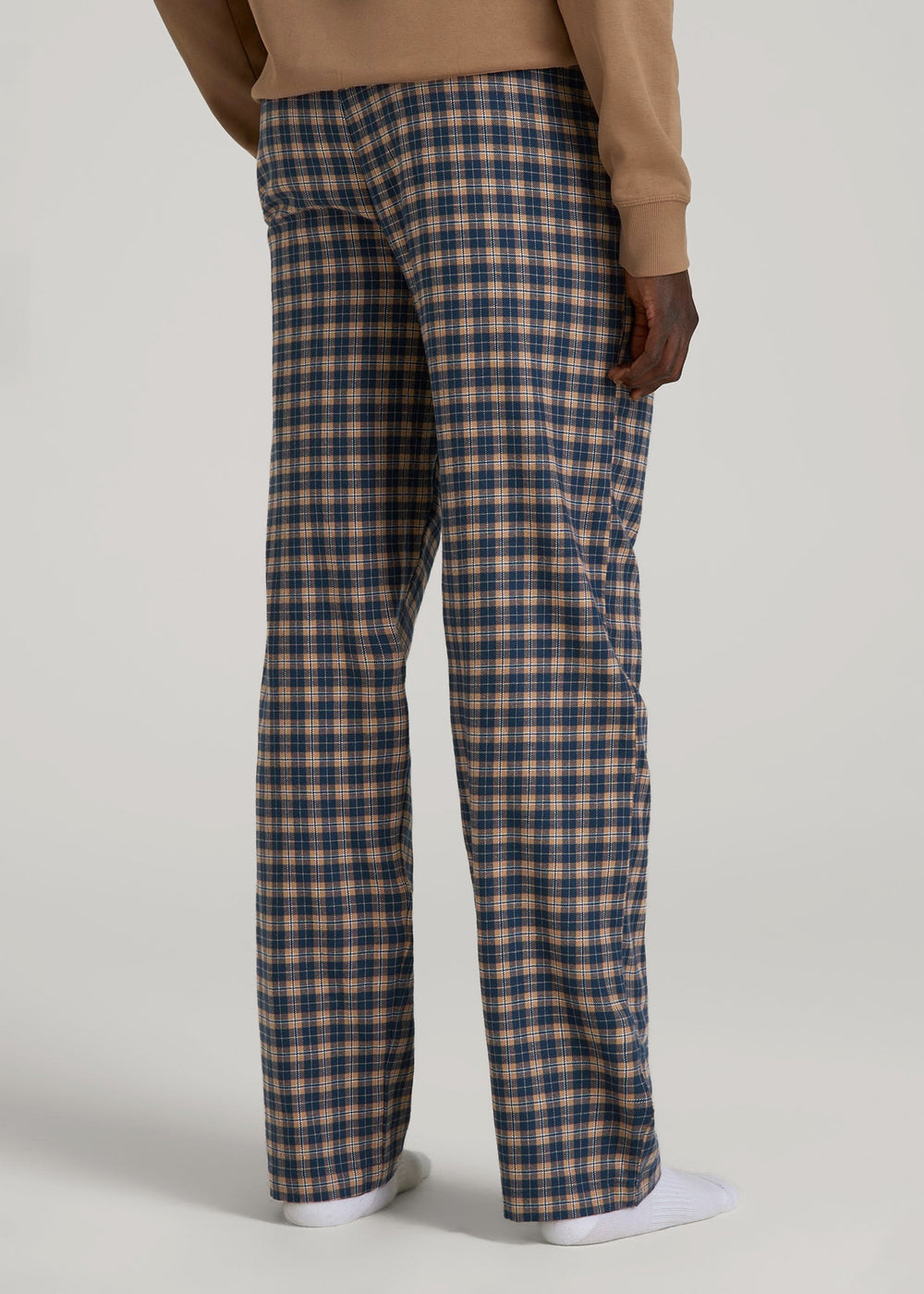 American Tall Online Shop | Flannel Pajama Pants for Tall Men in Navy and Woodsmoke Check
