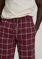 American Tall Discount | Flannel Pajama Pants for Tall Men in Wine Windowpane