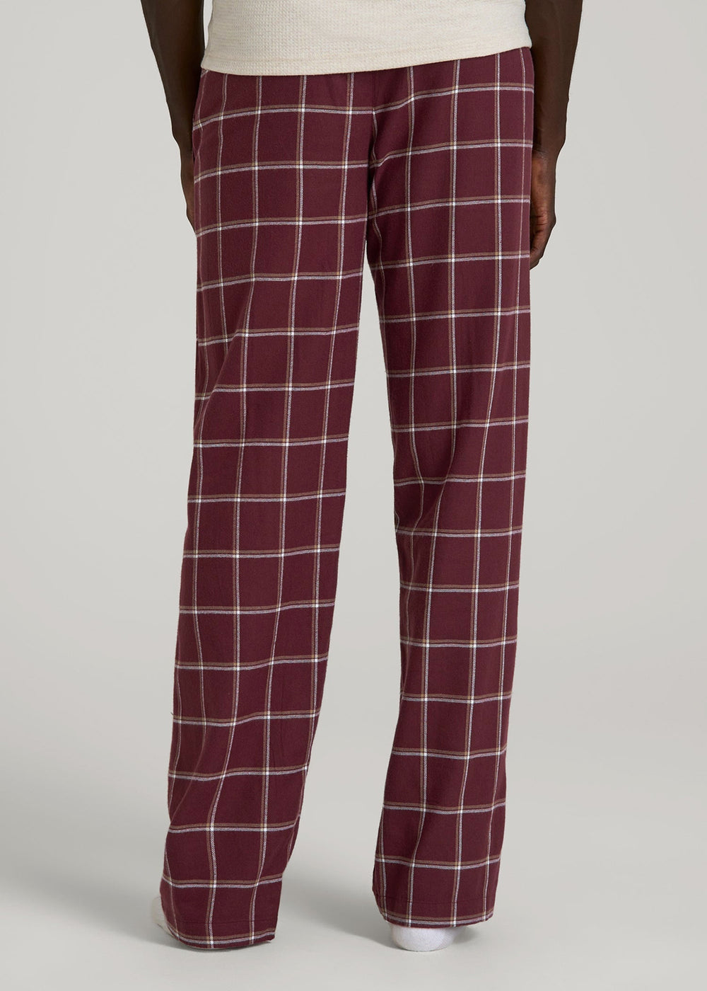 American Tall Discount | Flannel Pajama Pants for Tall Men in Wine Windowpane