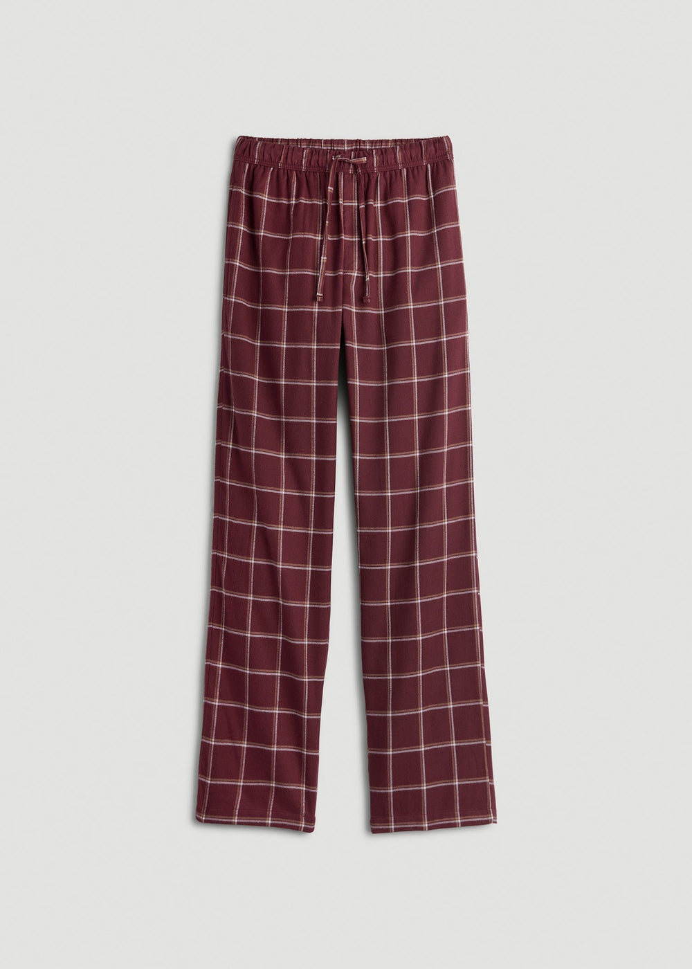 American Tall Discount | Flannel Pajama Pants for Tall Men in Wine Windowpane