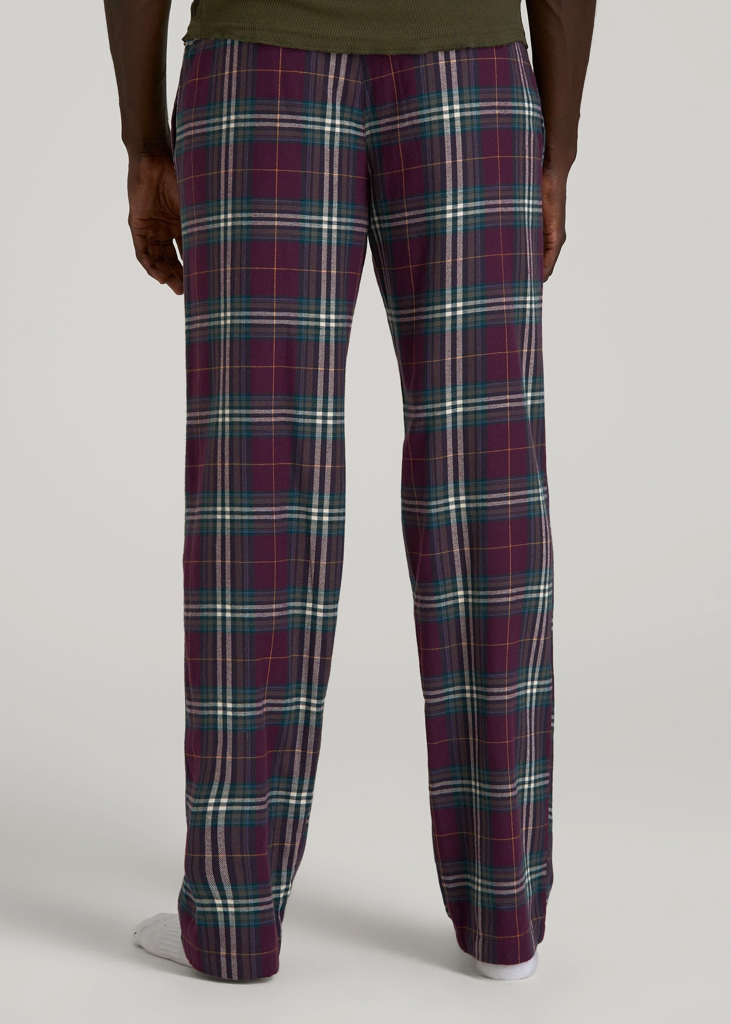 American Tall Outlet | Flannel Pajama Pants for Tall Men in Maroon Plaid