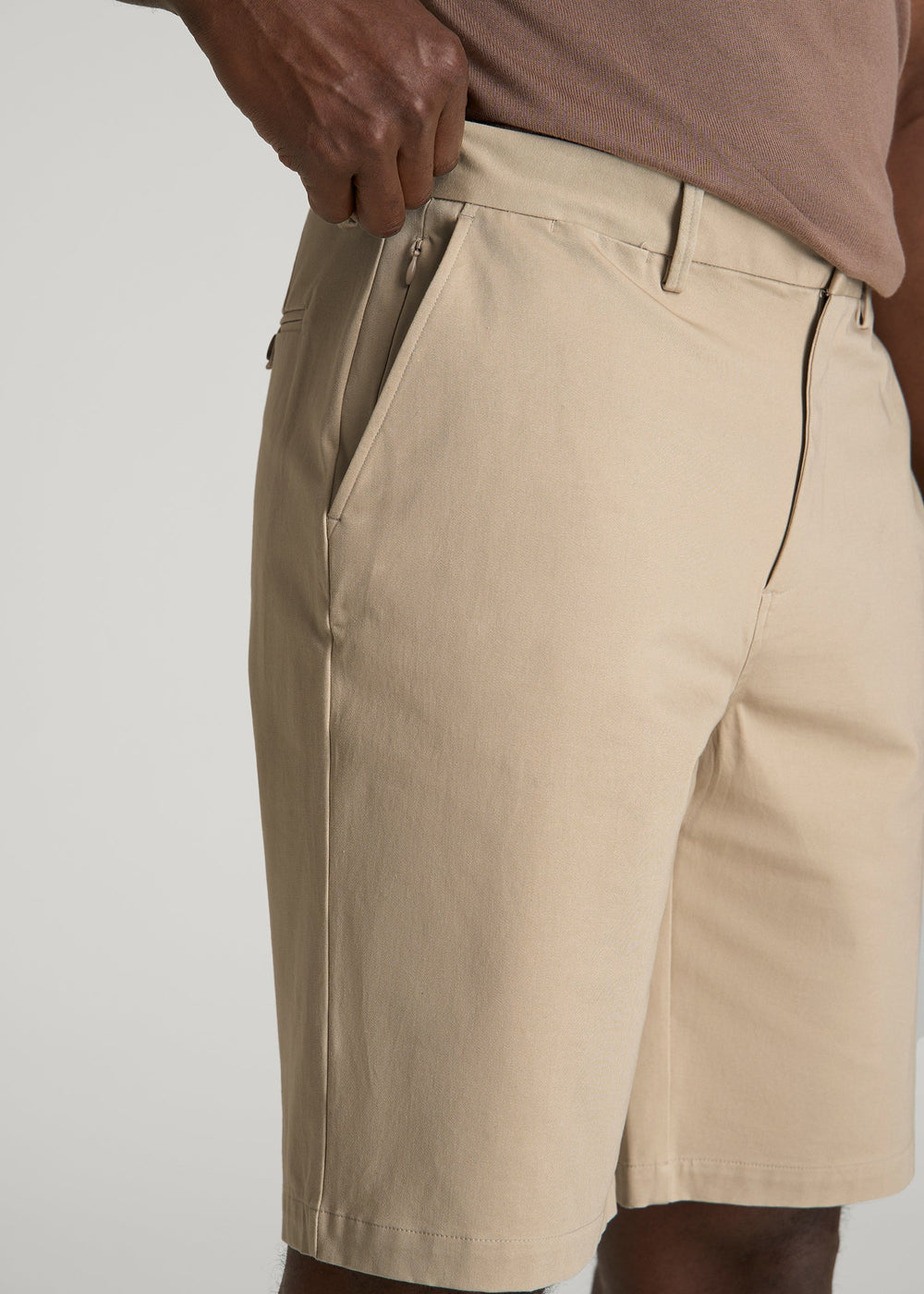 American Tall Discount | Stretch Commuter Chino Short for Tall Men in Warm Taupe