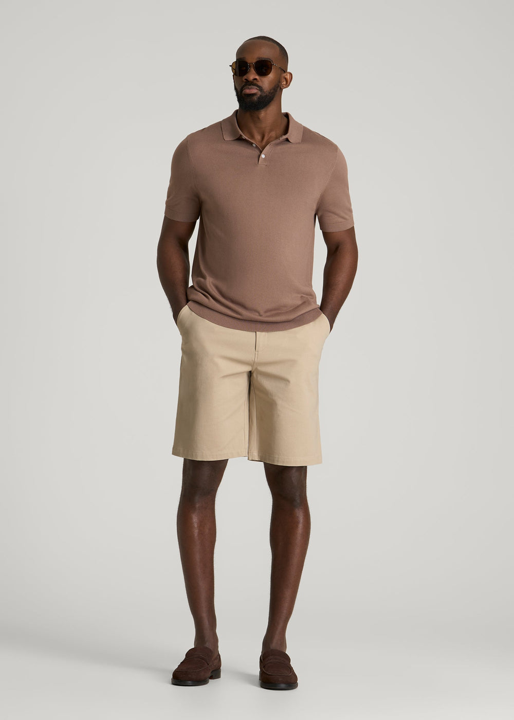 American Tall Discount | Stretch Commuter Chino Short for Tall Men in Warm Taupe