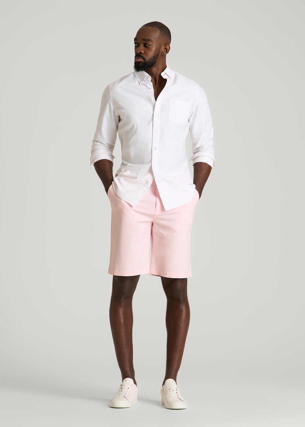 American Tall Sale | Stretch Commuter Chino Short for Tall Men in Barely Pink
