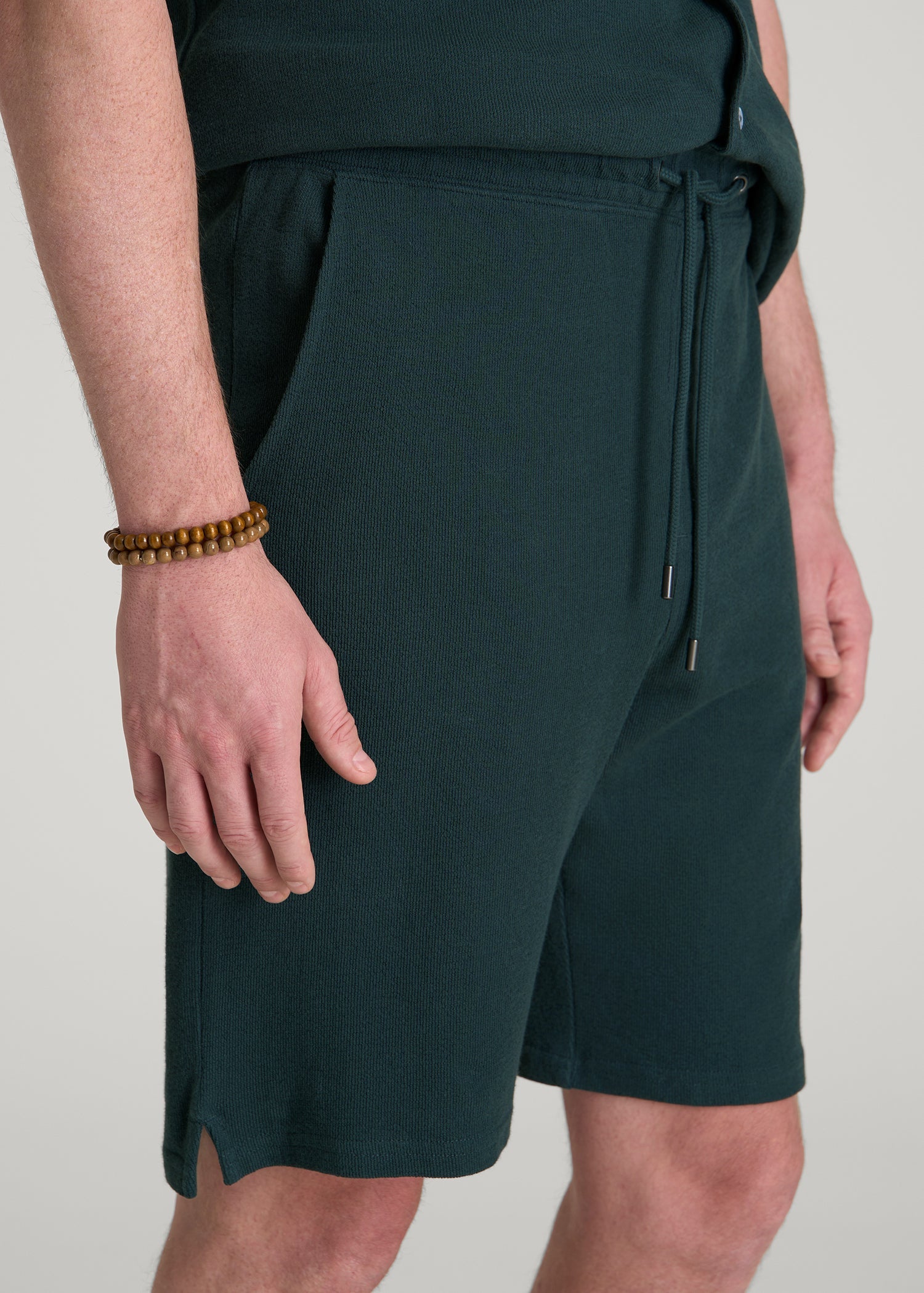 American Tall Outlet | Terry Cotton Pull-On Shorts for Tall Men in Emerald