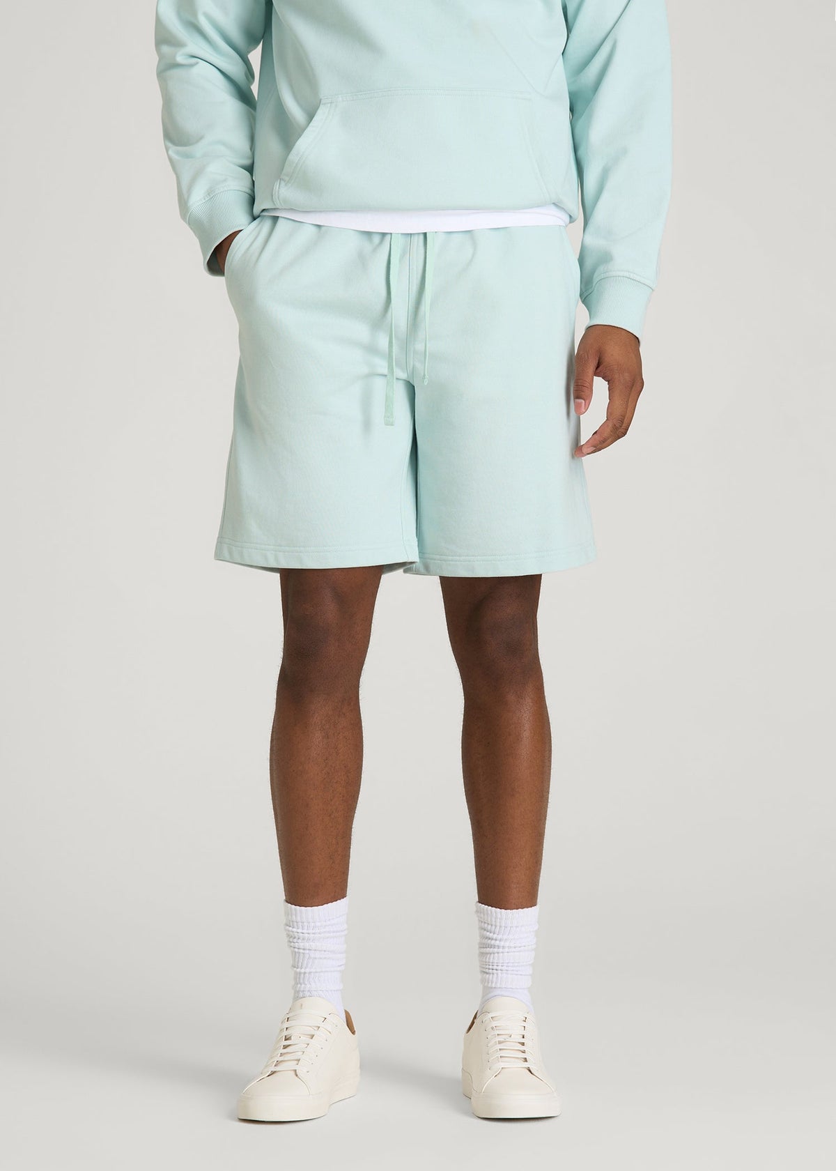 American Tall Discount | Everyday French Terry Shorts for Tall Men in Opal Blue