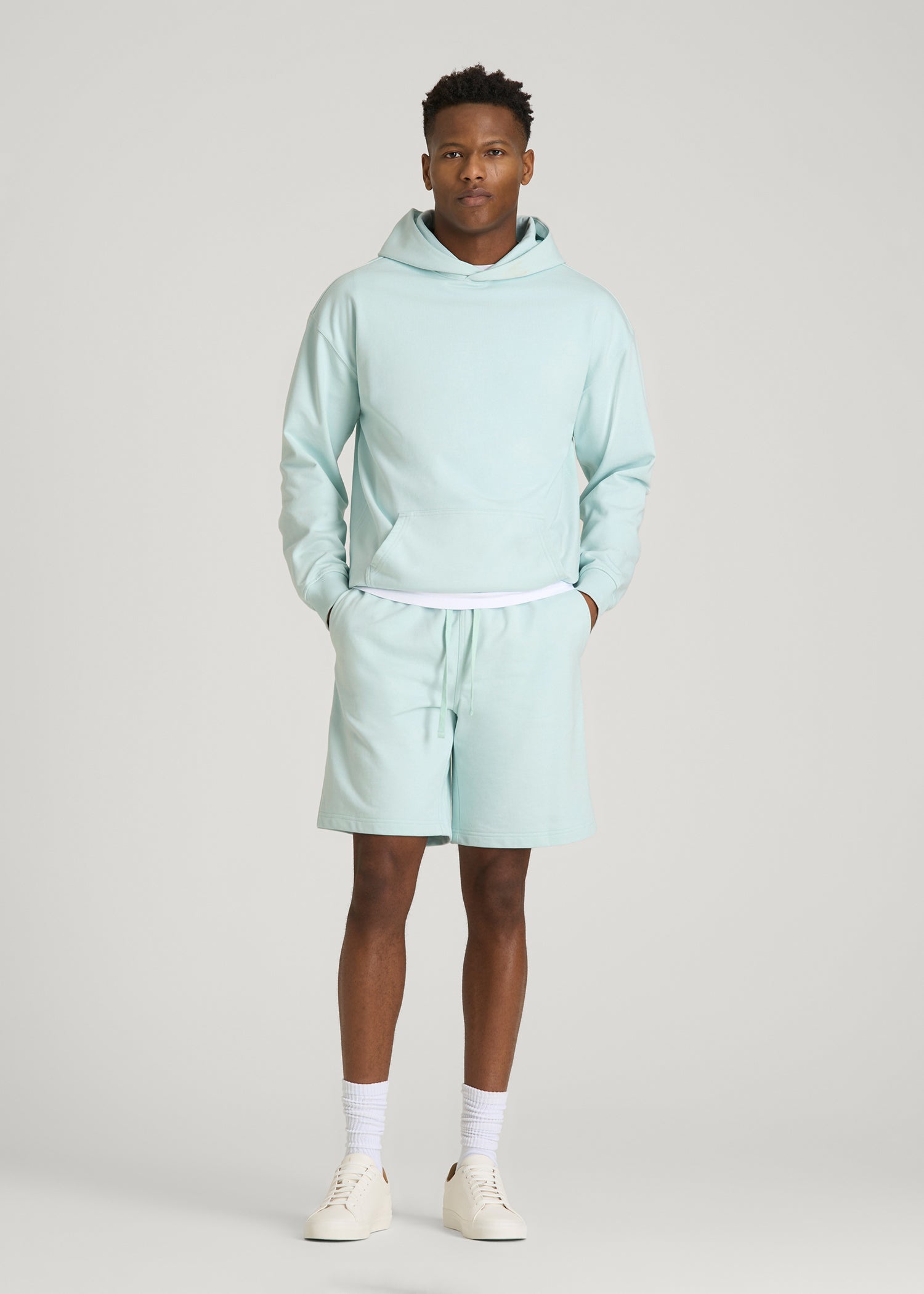 American Tall Discount | Everyday French Terry Shorts for Tall Men in Opal Blue