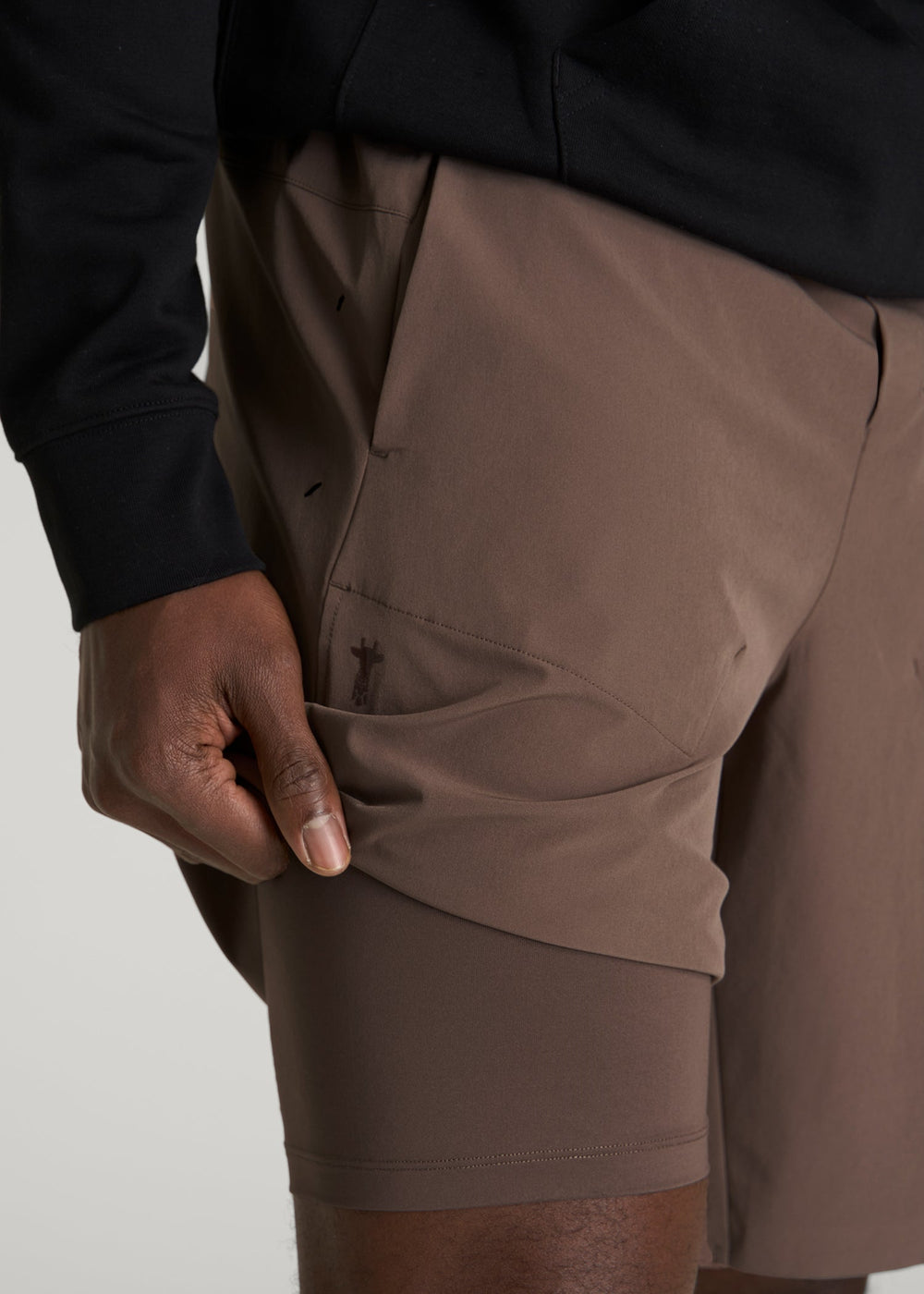 American Tall Online | 2-in-1 Featherweight Running Short for Tall Men in Coffee Quartz