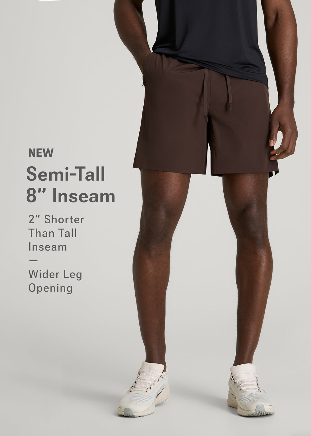 American Tall Sale | Featherweight Linerless Running Short for Tall Men in Espresso