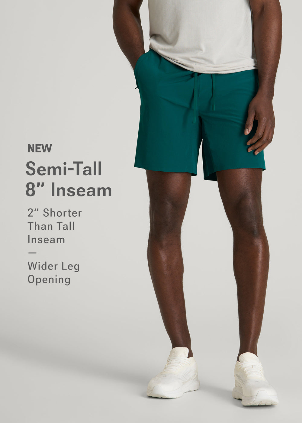 American Tall Outlet | Featherweight Linerless Running Short for Tall Men in Deep Teal