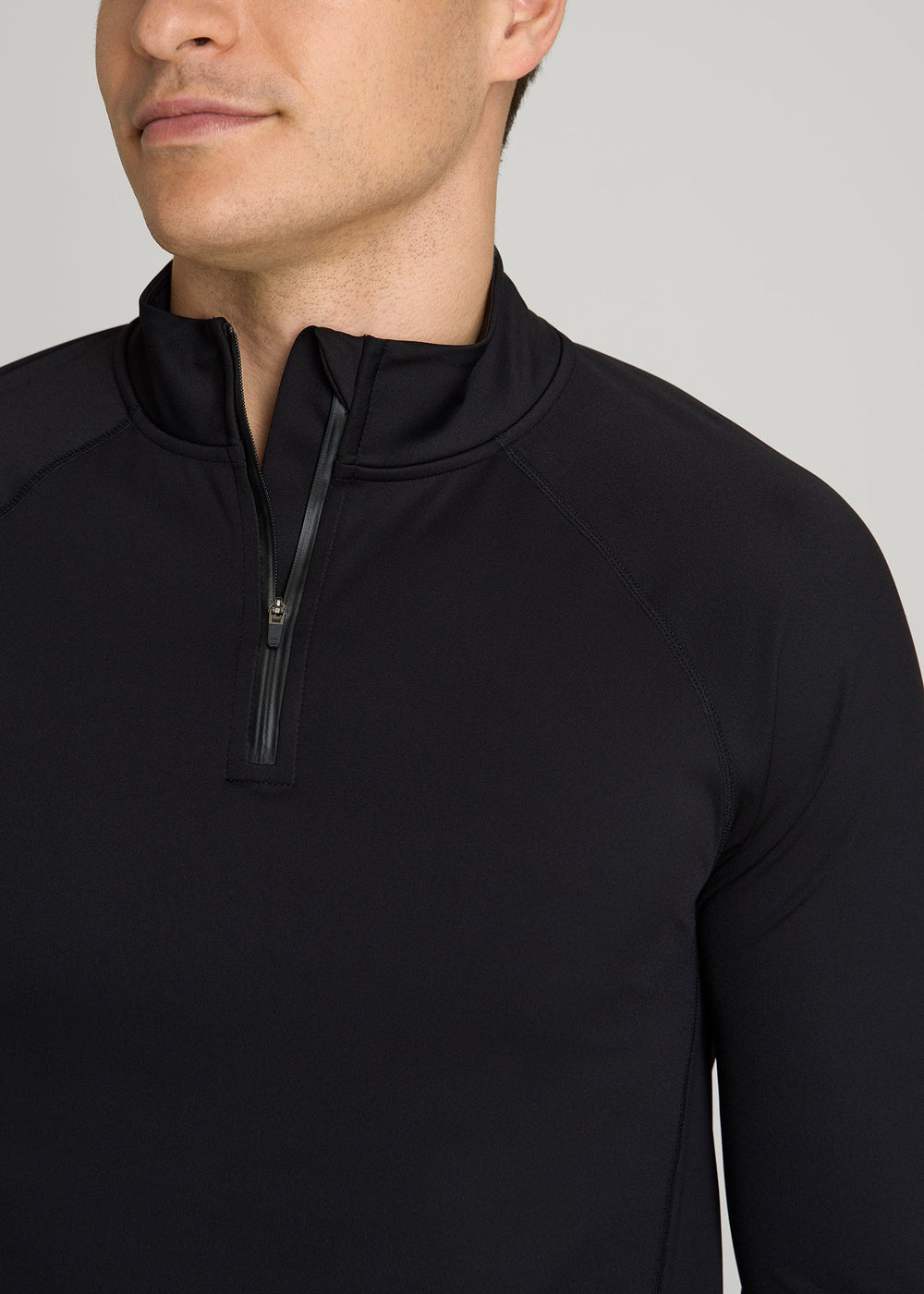American Tall Online Shop | Quarter Zip Long Sleeves Rashguard for Tall Men in Deep Black
