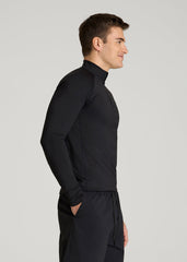 American Tall Online Shop | Quarter Zip Long Sleeves Rashguard for Tall Men in Deep Black