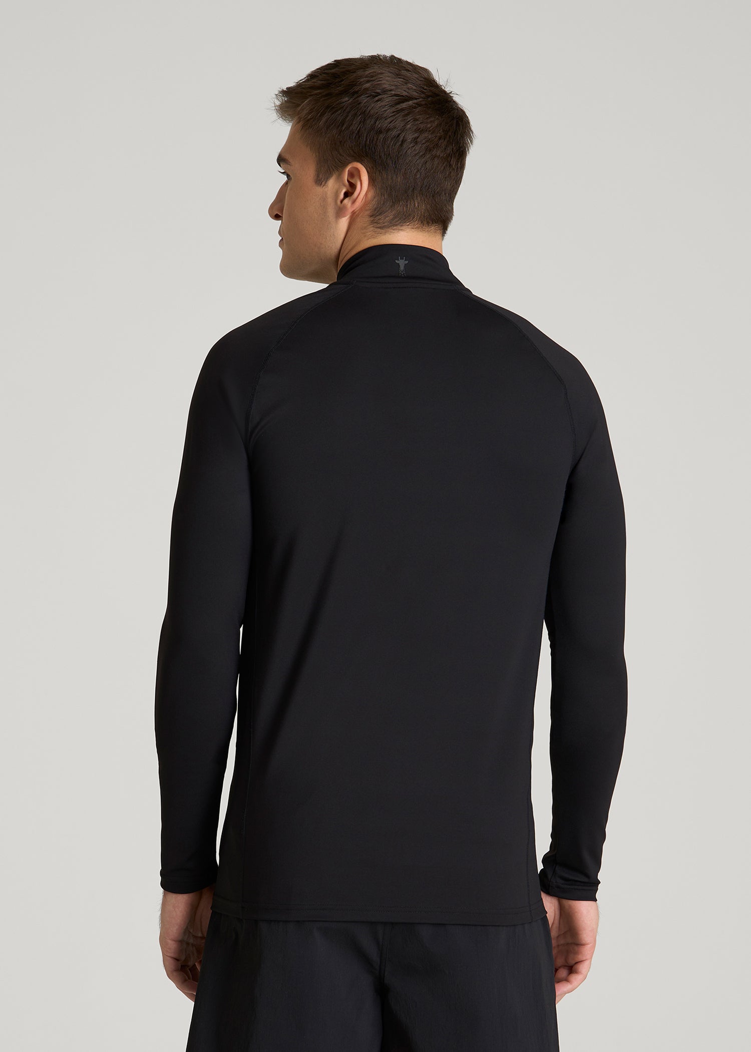 American Tall Online Shop | Quarter Zip Long Sleeves Rashguard for Tall Men in Deep Black