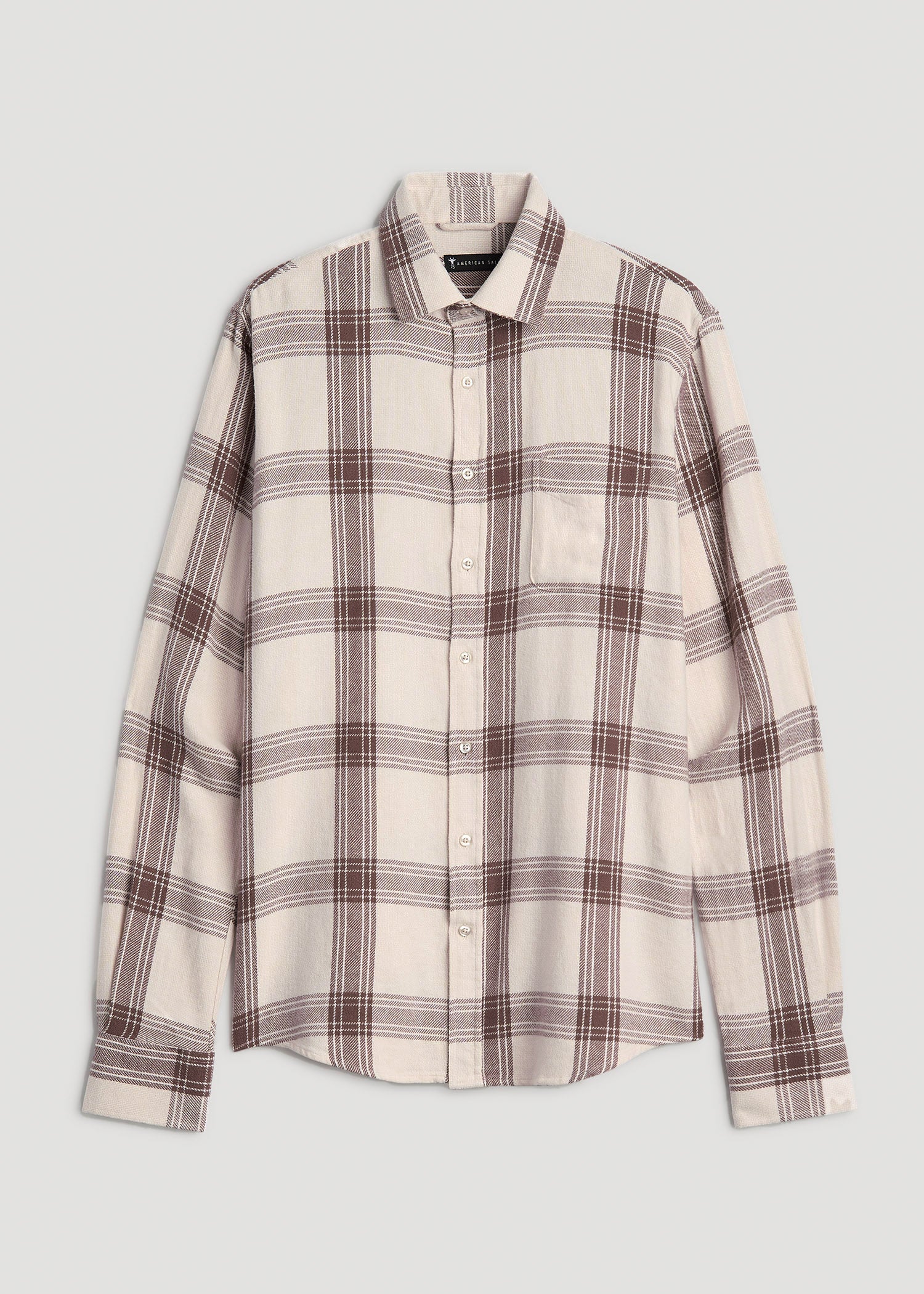 American Tall Discount | Nelson Flannel Shirt for Tall Men in Beige Plaid