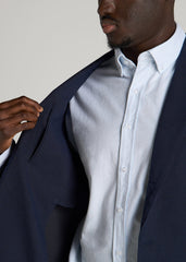 American Tall Online Shop | Textured Garment Washed Stretch Cotton Blazer for Tall Men in Evening Blue