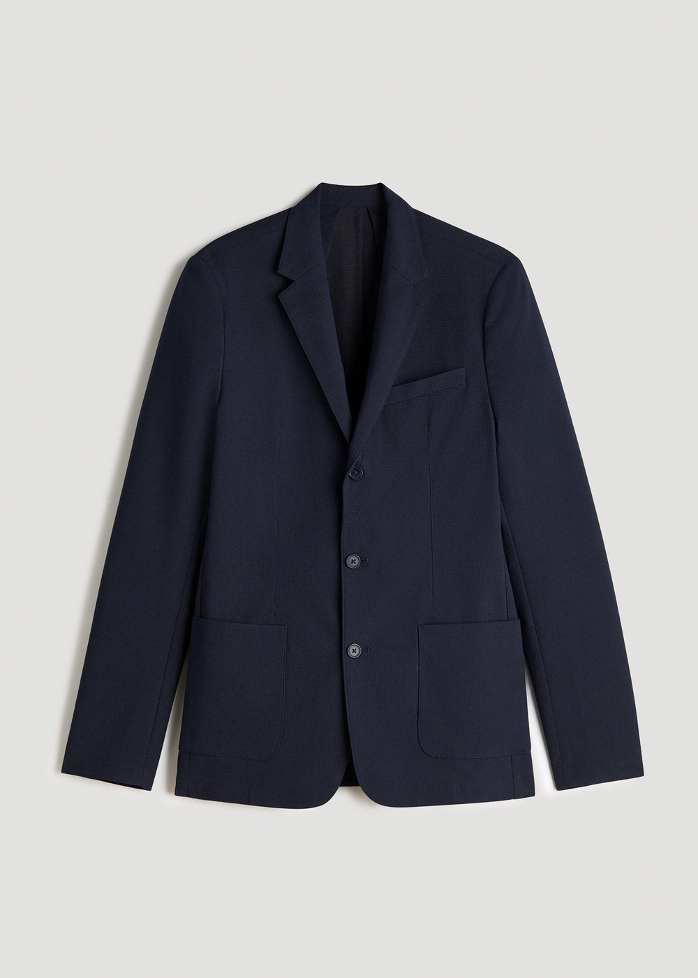 American Tall Online Shop | Textured Garment Washed Stretch Cotton Blazer for Tall Men in Evening Blue