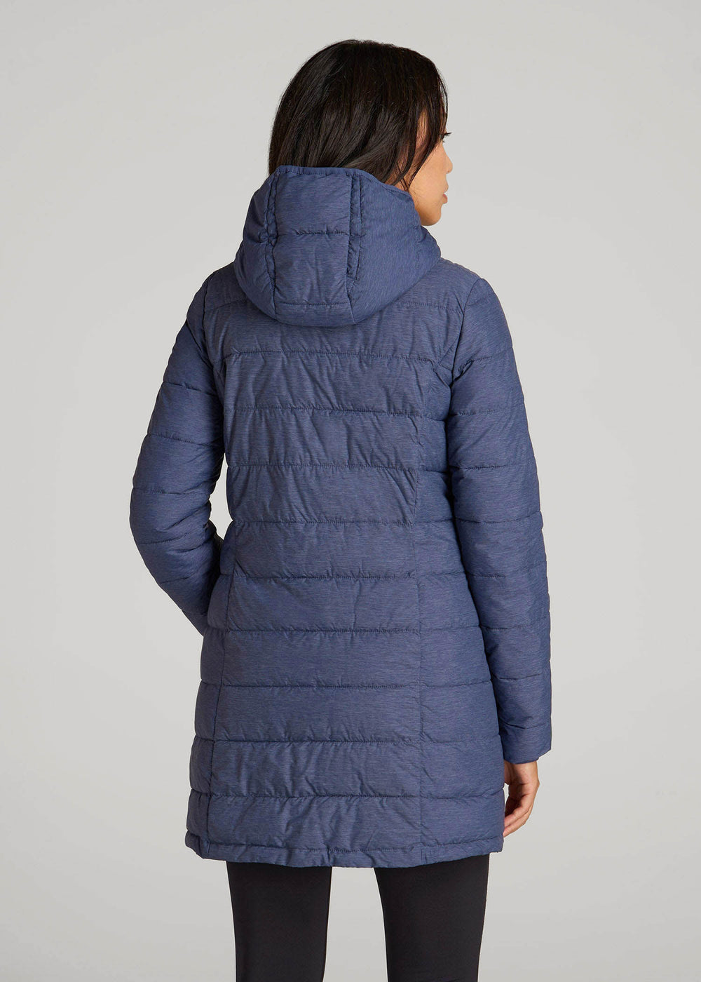 American Tall Discount | Packable Puffer Jacket for Tall Women in Blue Space Dye