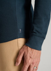 American Tall Online | Double Honeycomb Thermal Long-Sleeve Henley Shirt for Tall Men in True Navy