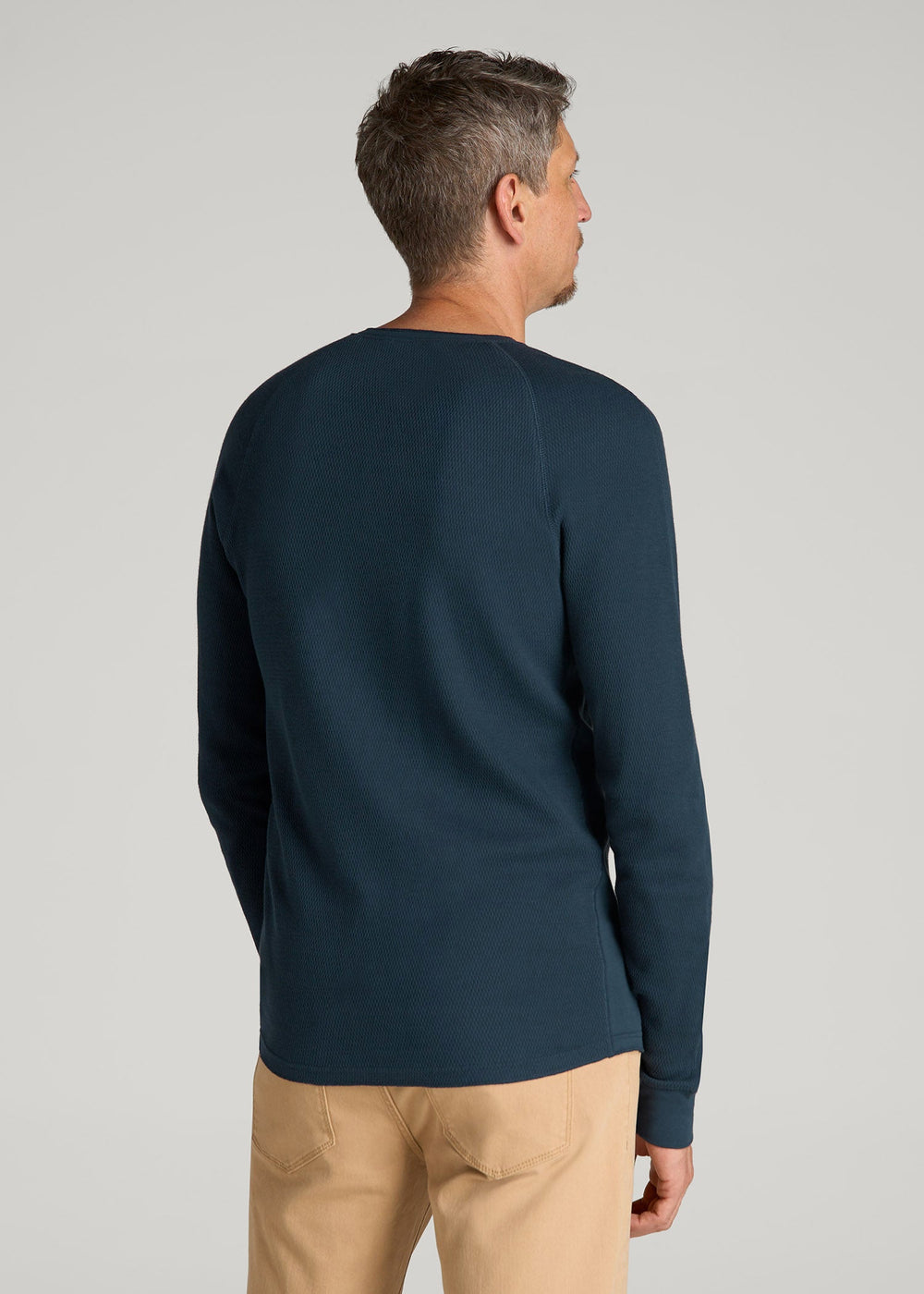 American Tall Online | Double Honeycomb Thermal Long-Sleeve Henley Shirt for Tall Men in True Navy