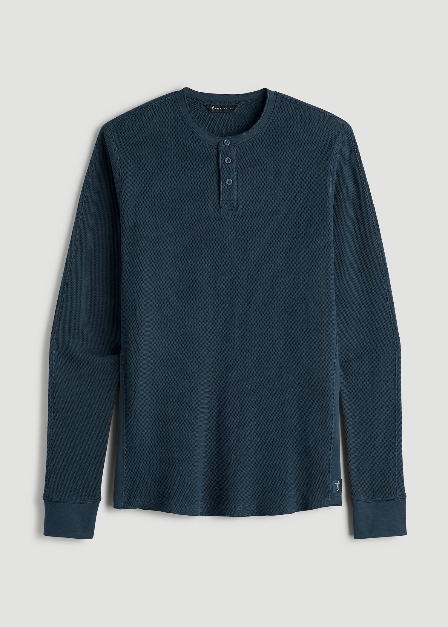 American Tall Online | Double Honeycomb Thermal Long-Sleeve Henley Shirt for Tall Men in True Navy