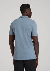 American Tall Discount | Slub Self Collar Polo Shirt for Tall Men in Chambray