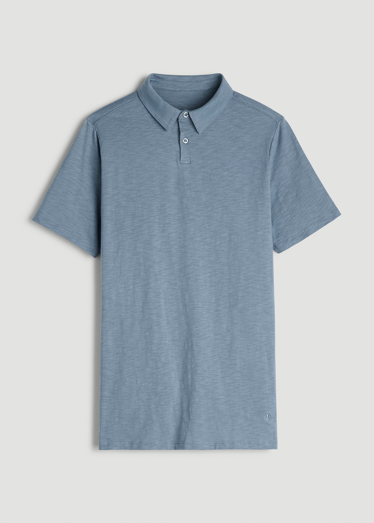American Tall Discount | Slub Self Collar Polo Shirt for Tall Men in Chambray