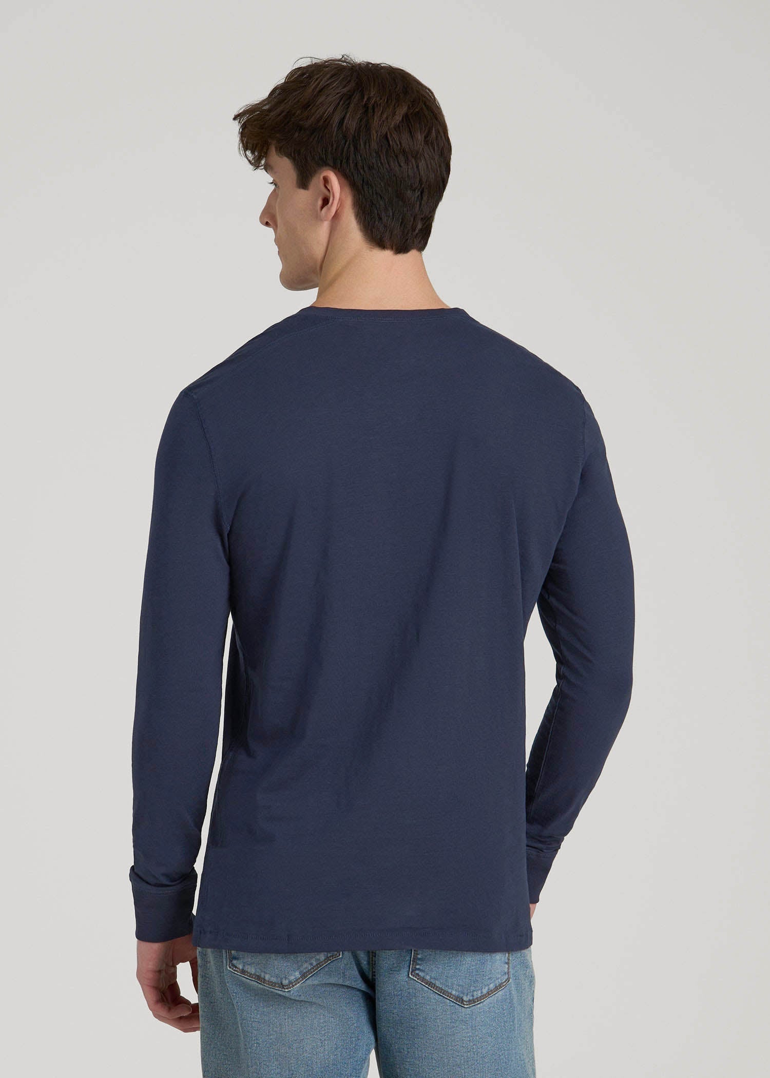 American Tall Online | Three-Button Long Sleeve Slub Henley for Tall Men in Navy