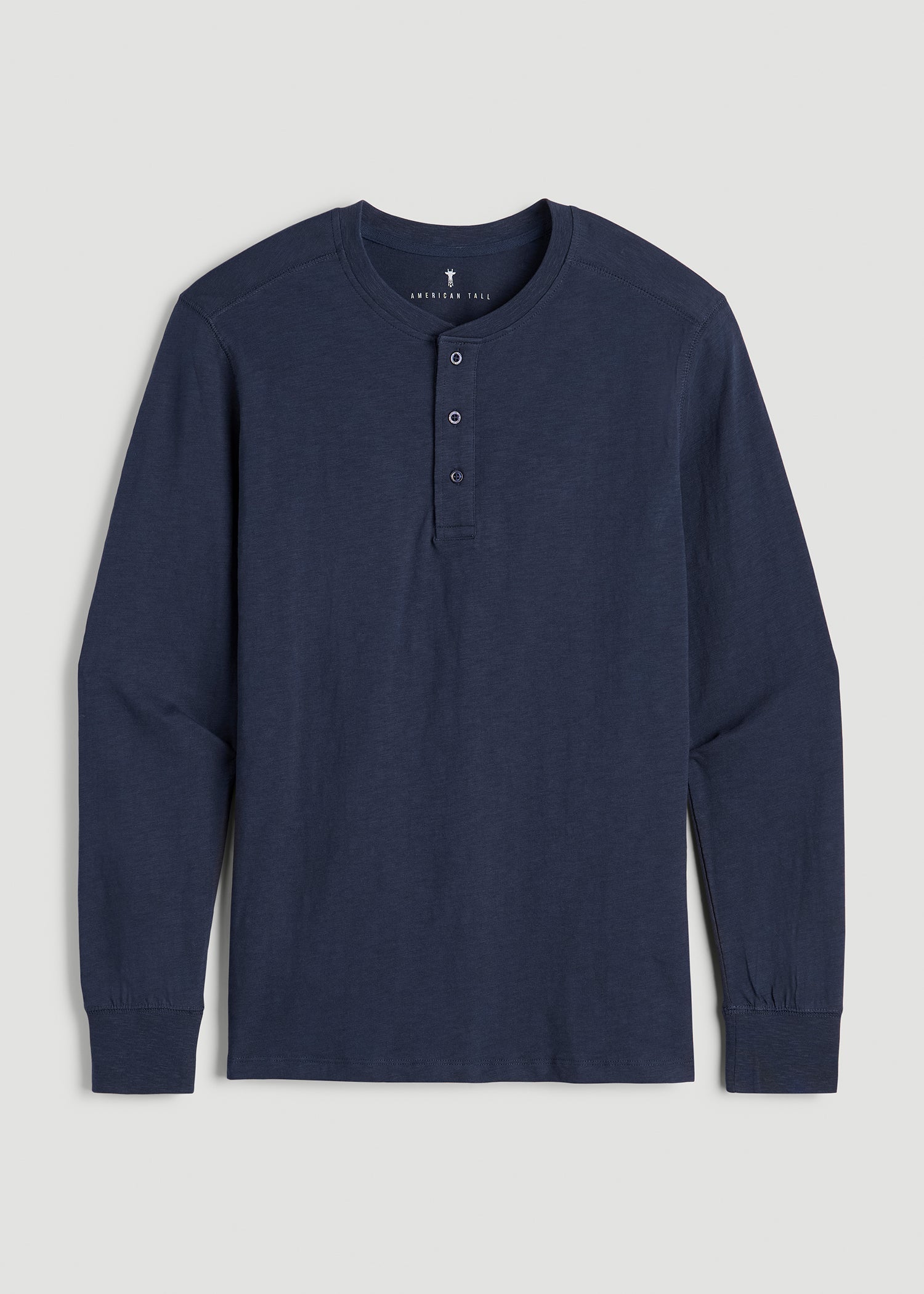 American Tall Online | Three-Button Long Sleeve Slub Henley for Tall Men in Navy