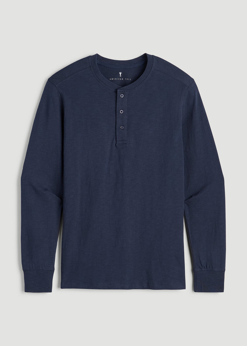 American Tall Online | Three-Button Long Sleeve Slub Henley for Tall Men in Navy