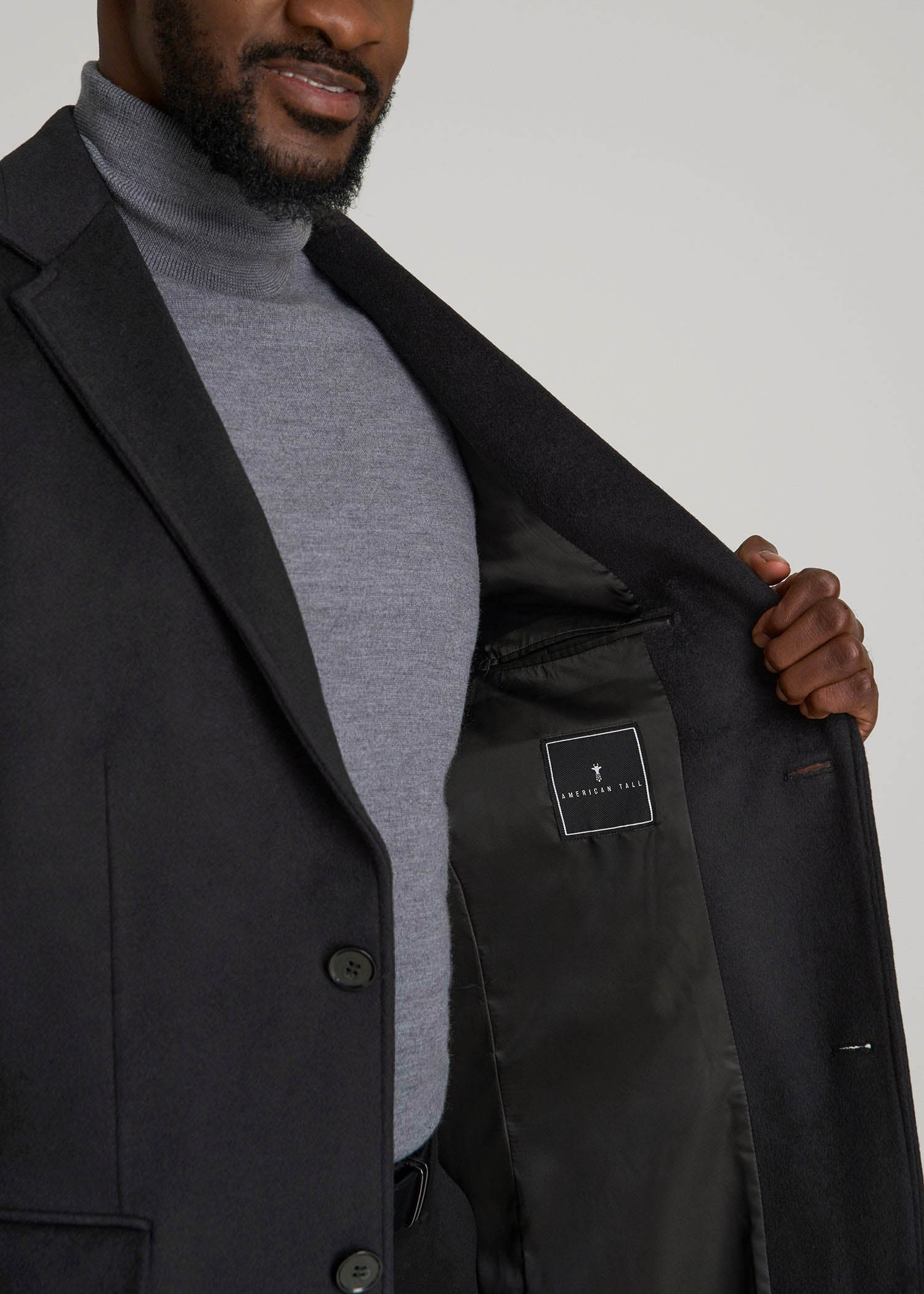 American Tall Sale | Wool Coat for Tall Men in Charcoal Mix