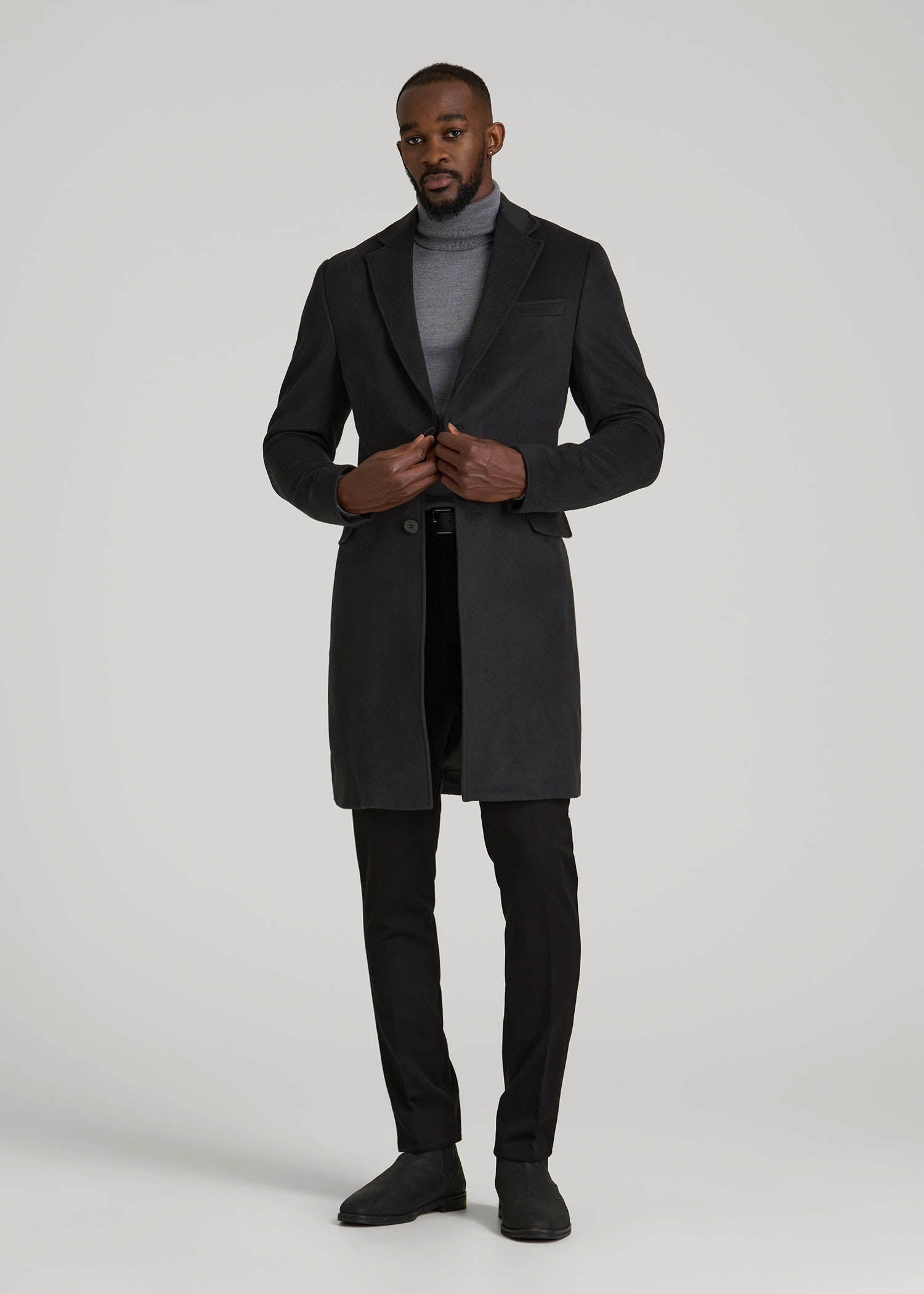 American Tall Sale | Wool Coat for Tall Men in Charcoal Mix