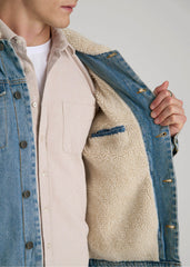 American Tall Outlet | Denim Sherpa Jacket for Tall Men in Stonewash Blue