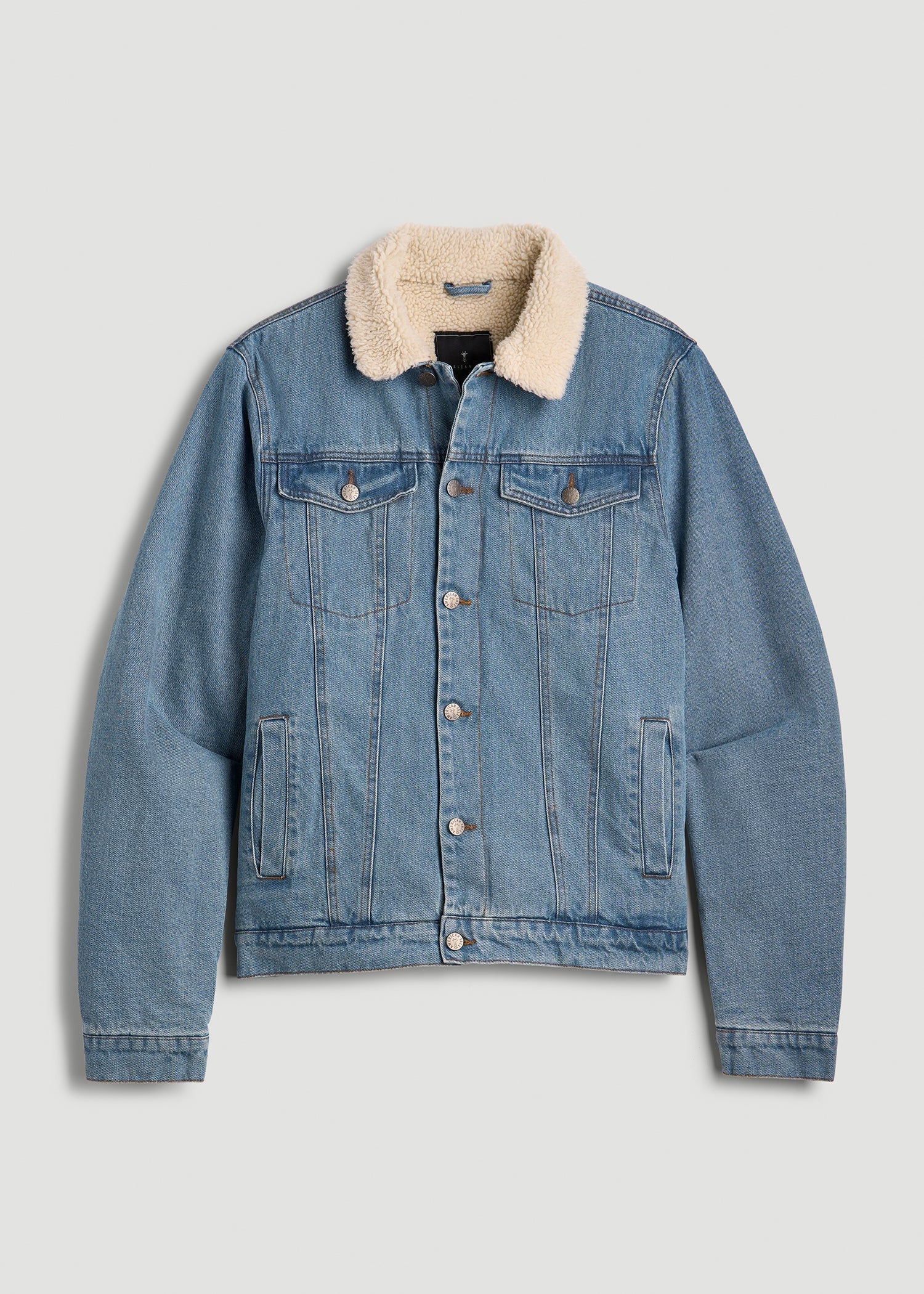 American Tall Outlet | Denim Sherpa Jacket for Tall Men in Stonewash Blue
