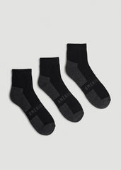 American Tall Sale | 3-Pack Quarter Socks for Tall Men in Black with Grey