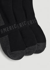 American Tall Sale | 3-Pack Quarter Socks for Tall Men in Black with Grey