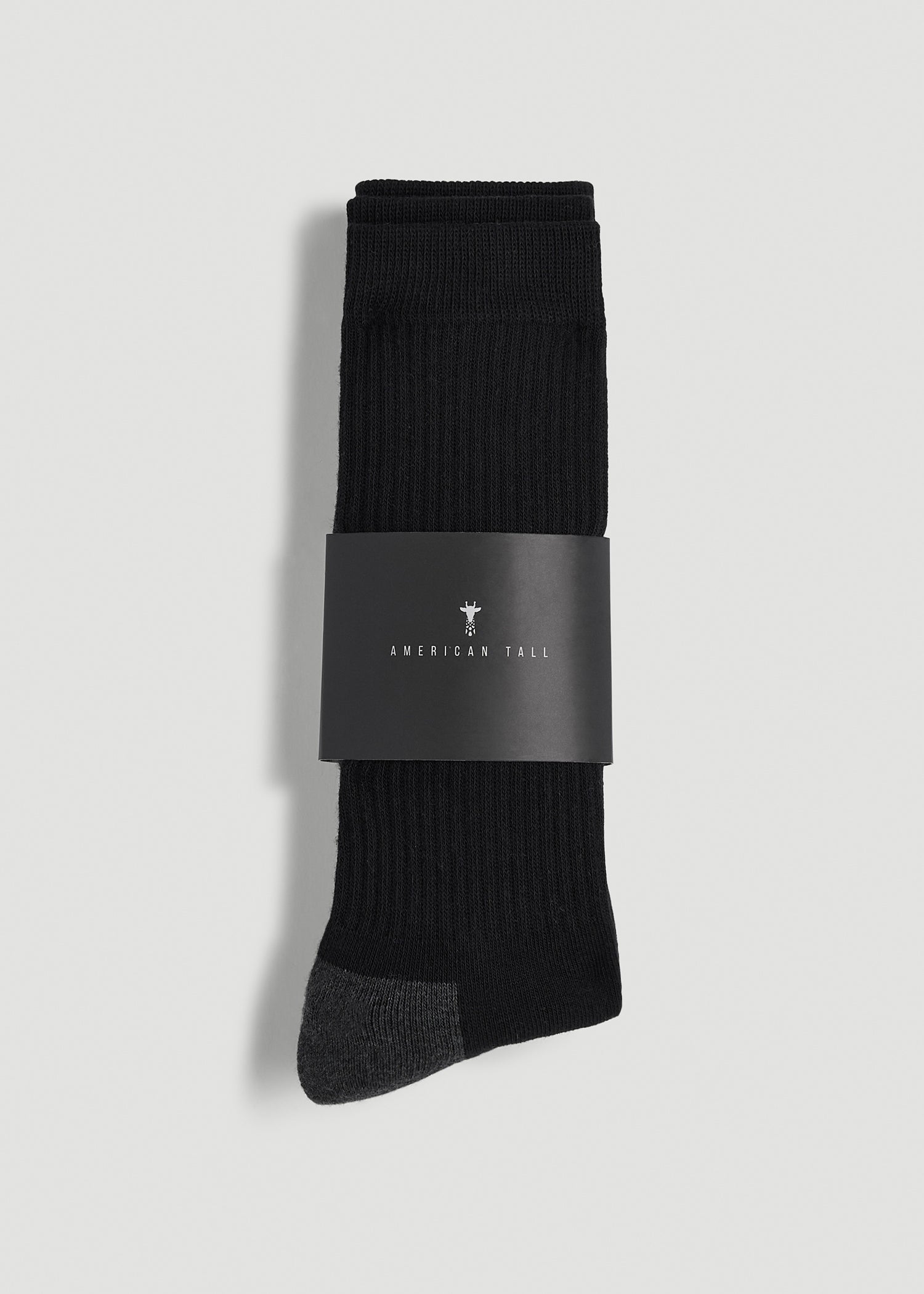 American Tall Outlet | 3-Pack Crew Socks for Tall Men in Black with Grey