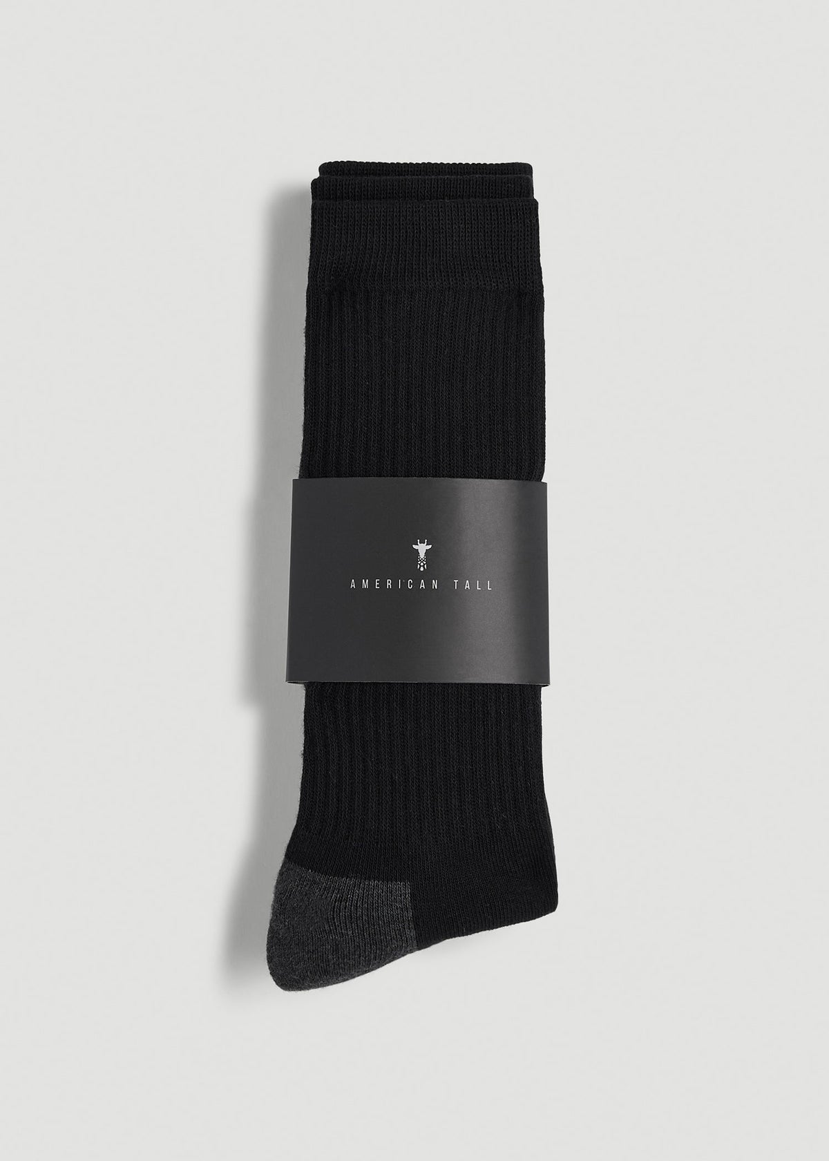 American Tall Outlet | 3-Pack Crew Socks for Tall Men in Black with Grey