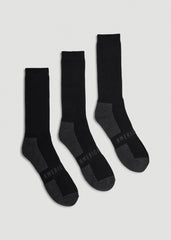American Tall Outlet | 3-Pack Crew Socks for Tall Men in Black with Grey